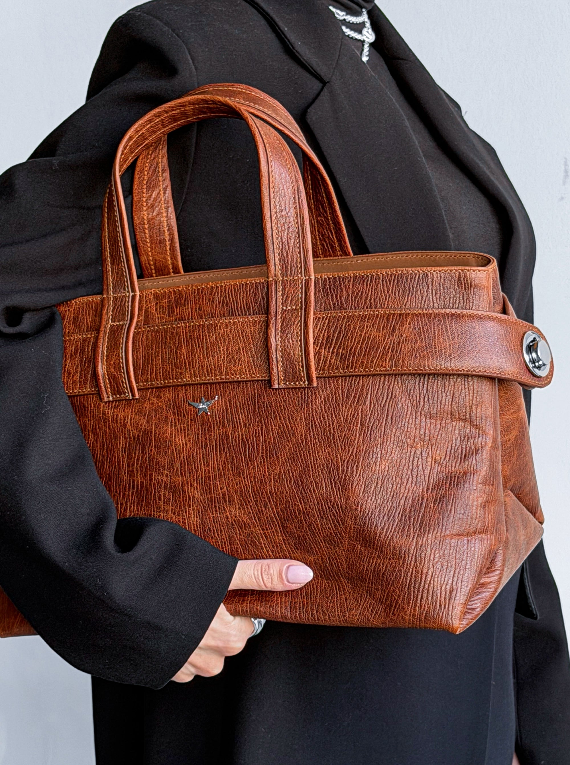 LAUREN CARAMEL BROWN LEATHER BAG