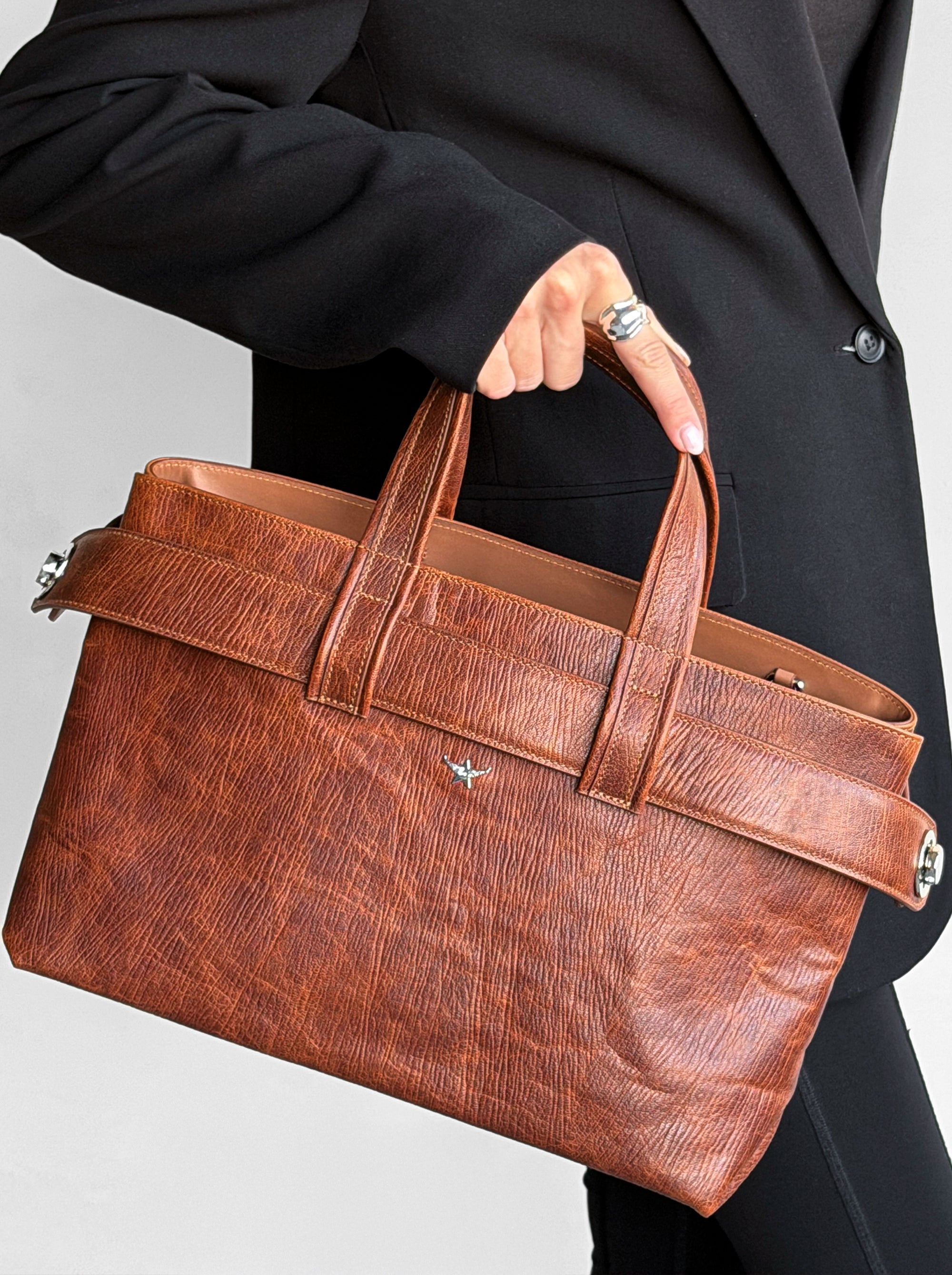 LAUREN CARAMEL BROWN LEATHER BAG