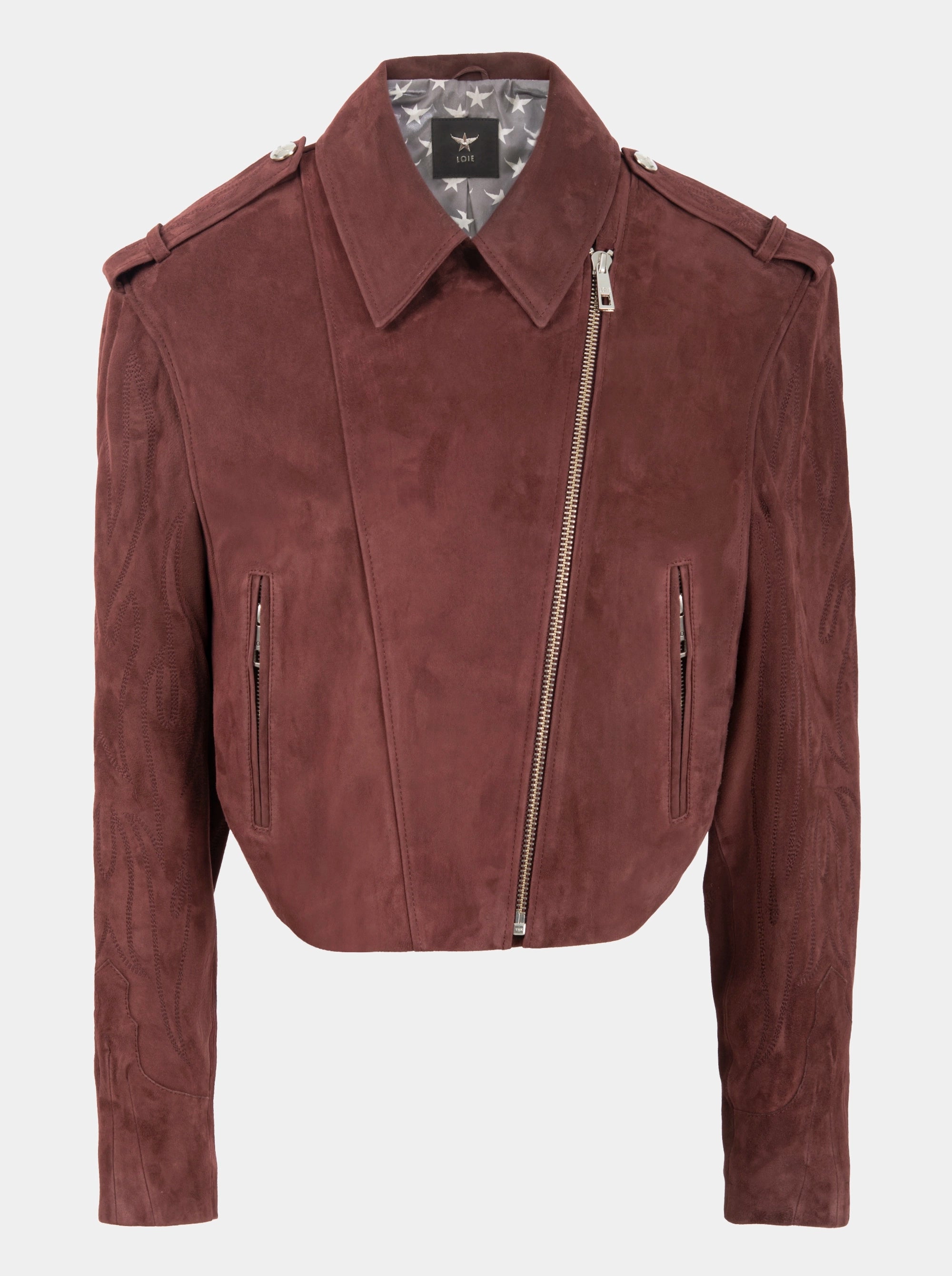 BIKER BURGUNDY SUEDE JACKET