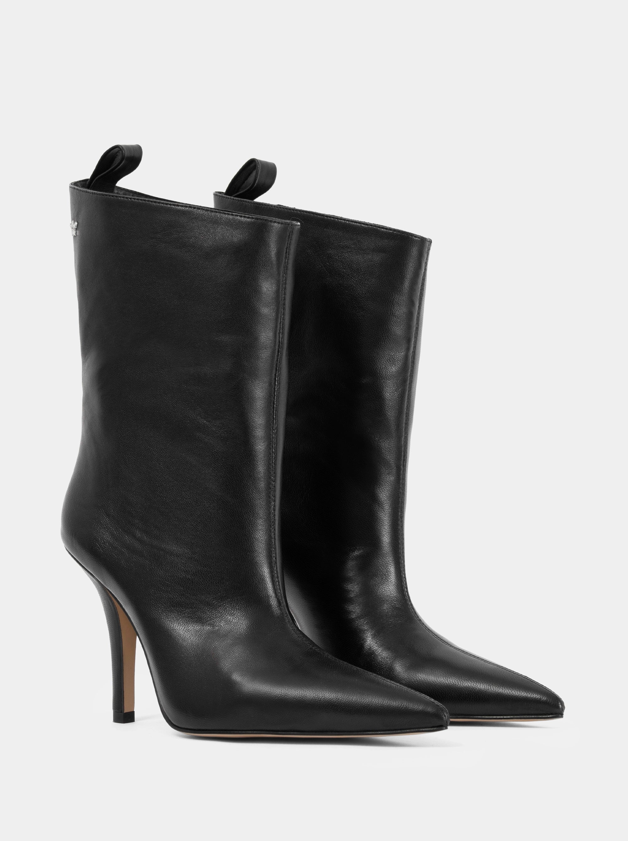 BELLA BLACK LEATHER BOOTIES