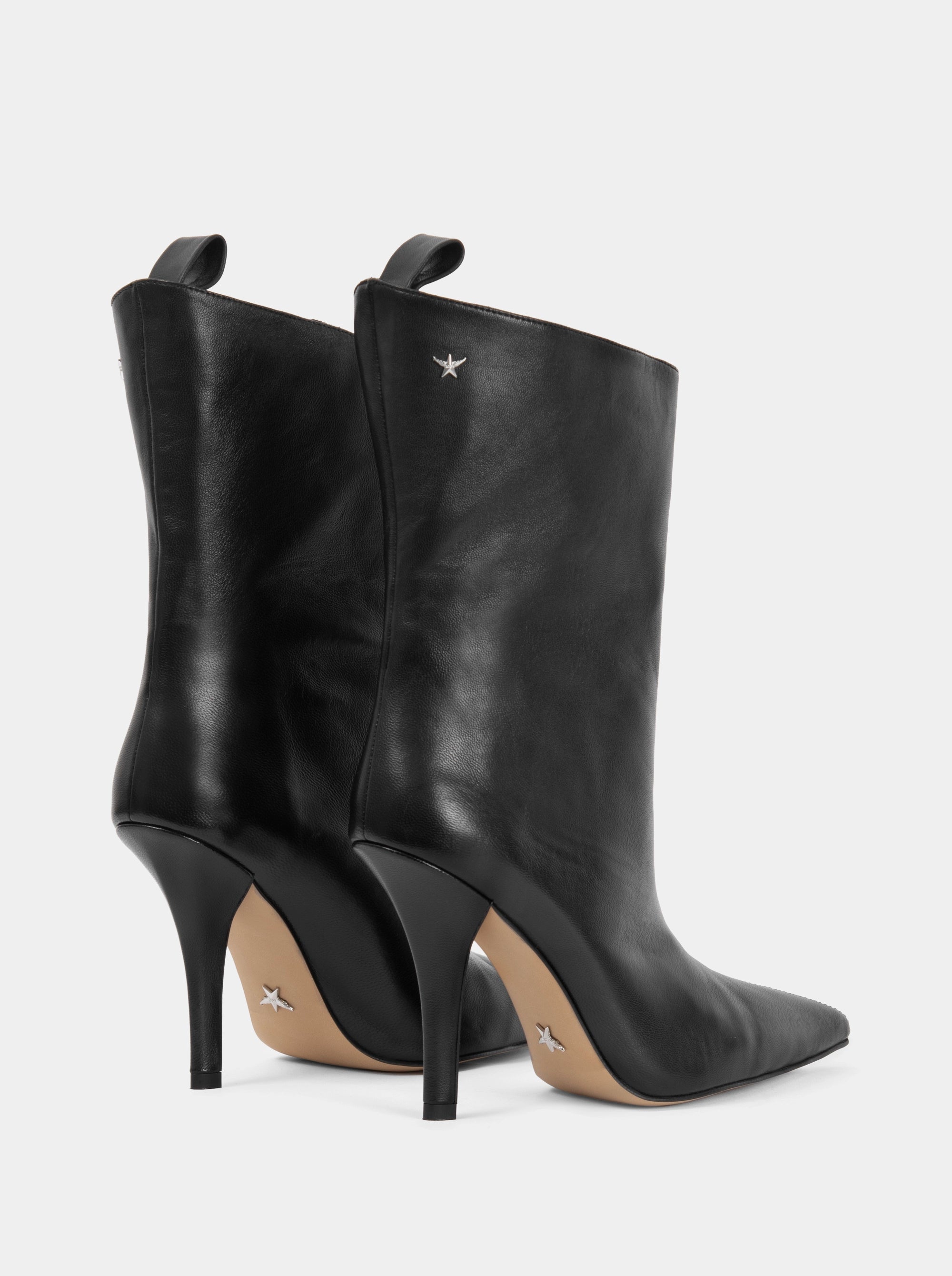 BELLA BLACK LEATHER BOOTIES