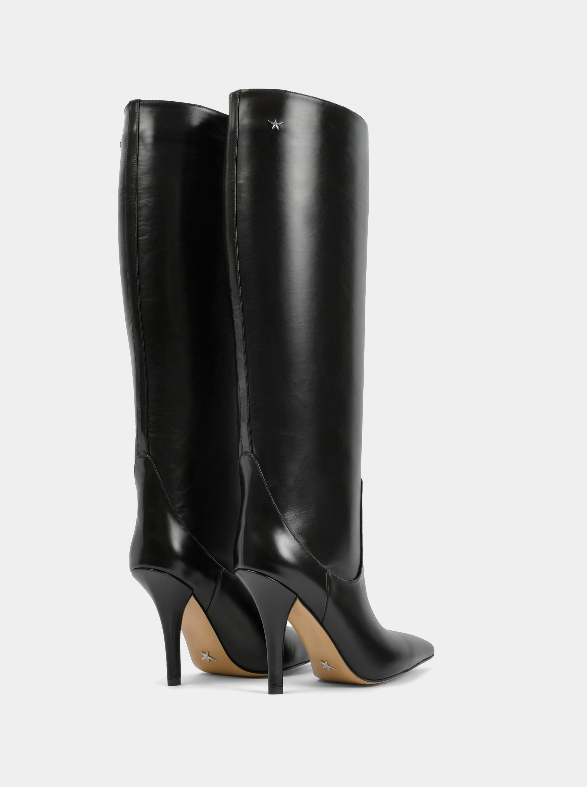 DELINA BLACK LEATHER BOOTS