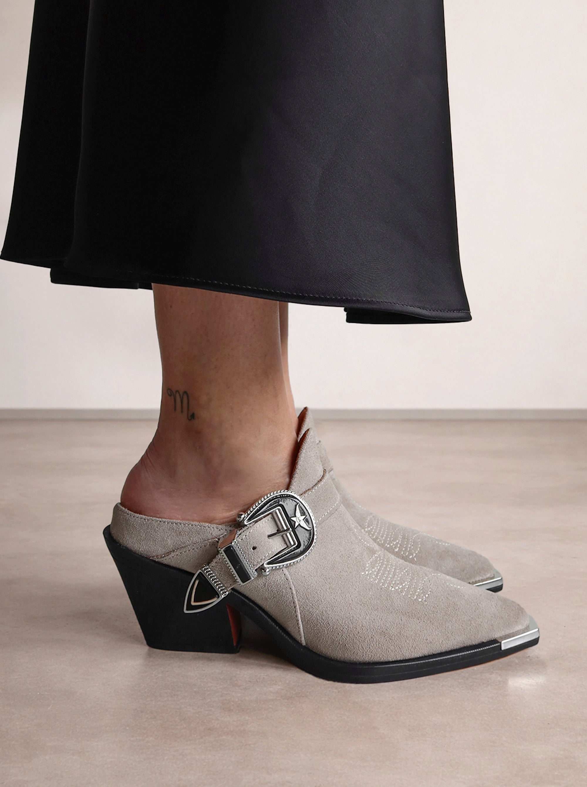 ERICA GRAY SEUDE MULES SLIPPERS