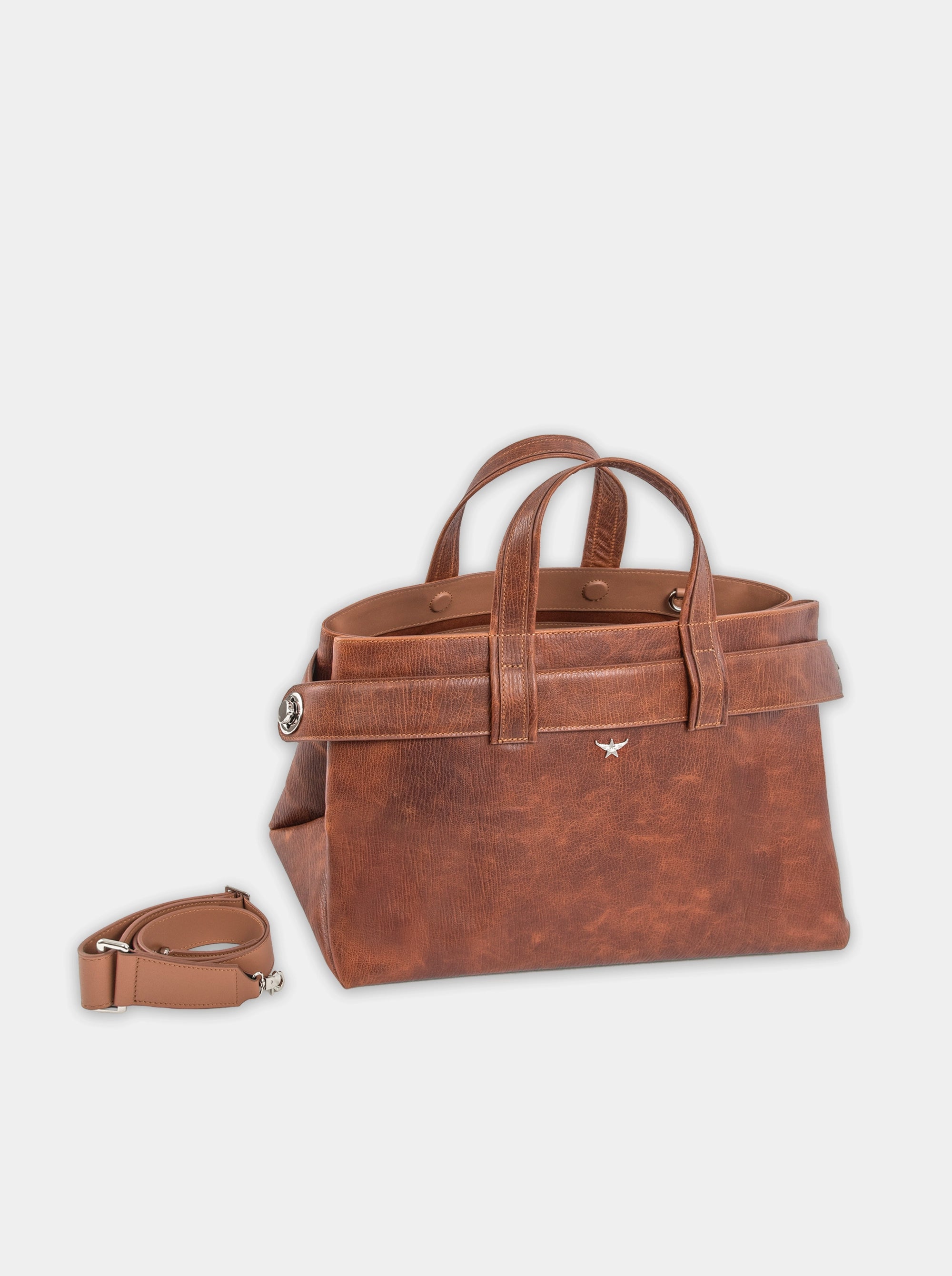 LAUREN CARAMEL BROWN LEATHER BAG