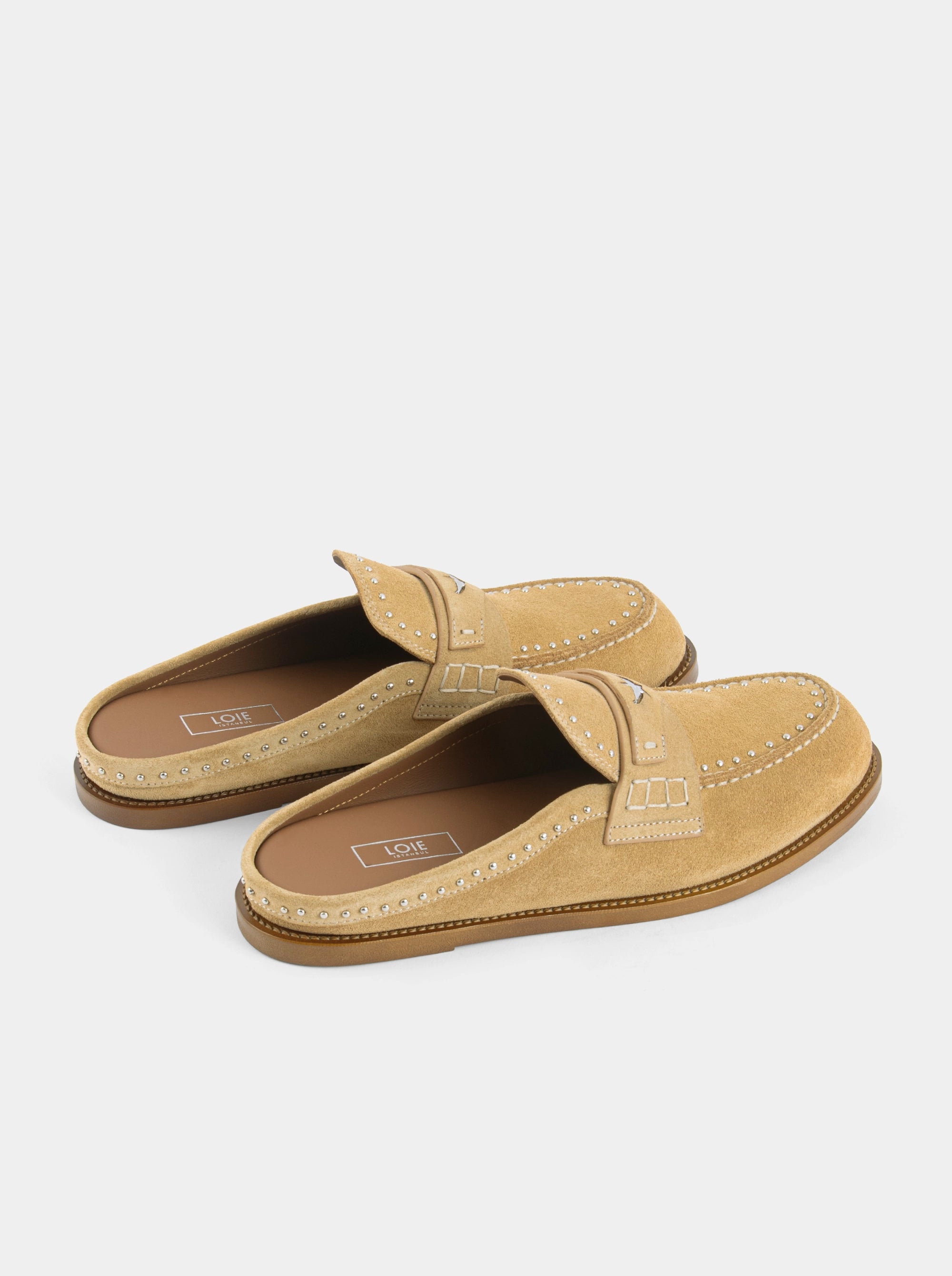MAMO PING CAMEL SUEDE MULES SLIPPERS
