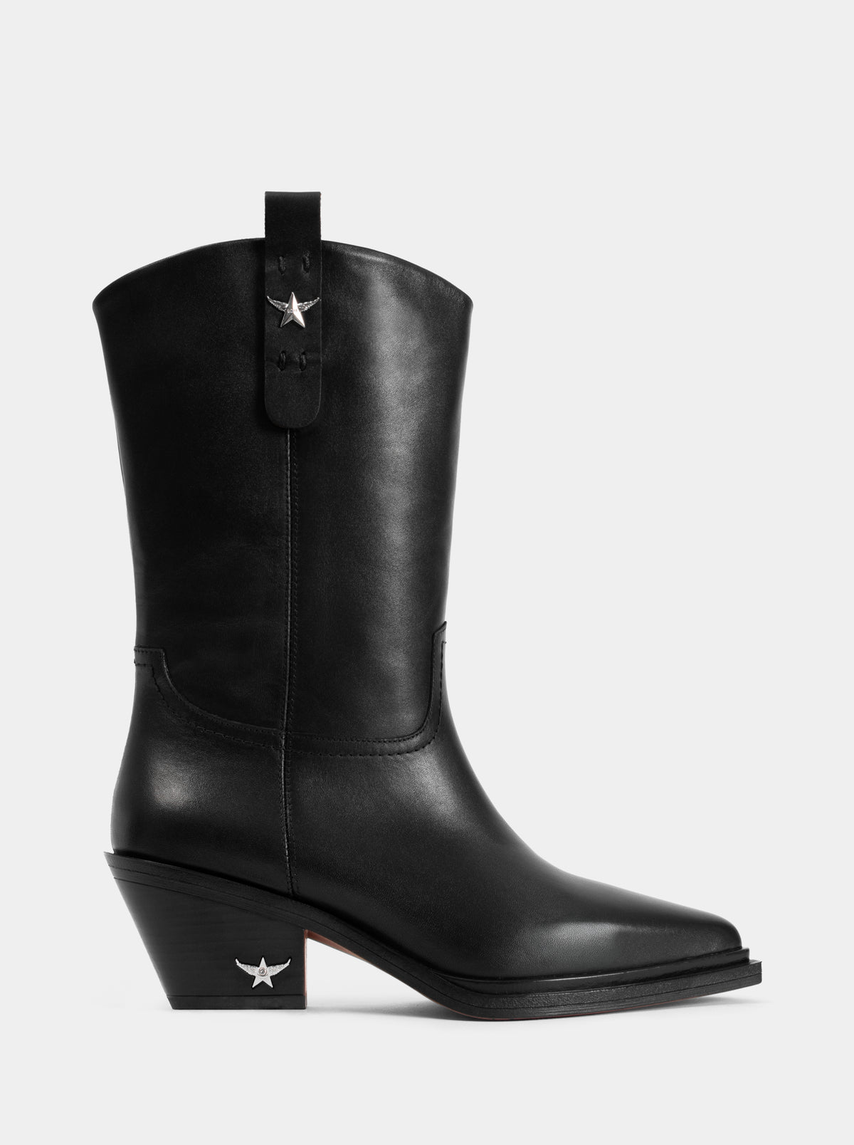 RULED BLACK LEATHER BOOTIES