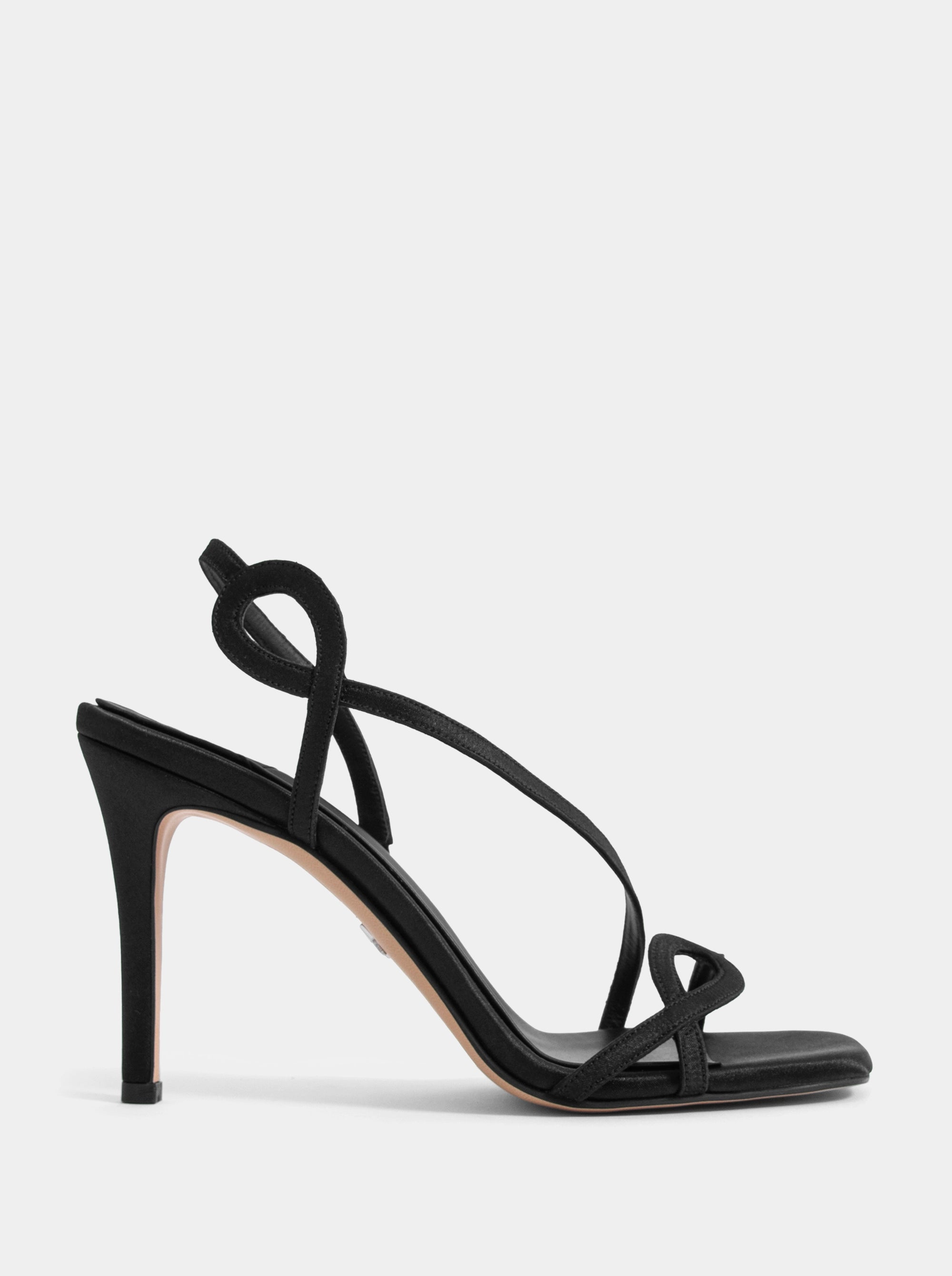 ADEN BLACK SATIN SANDALS