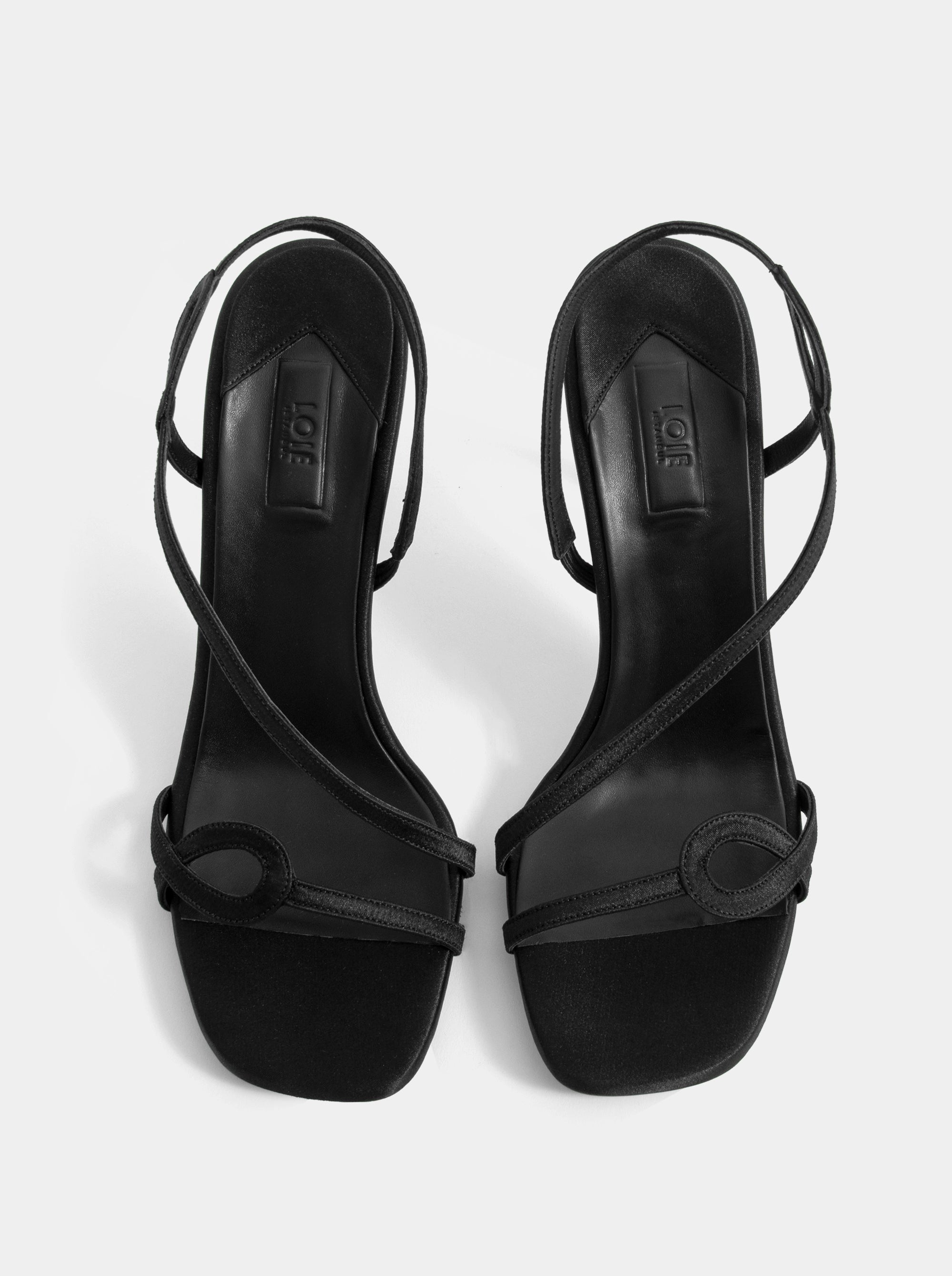 ADEN BLACK SATIN SANDALS