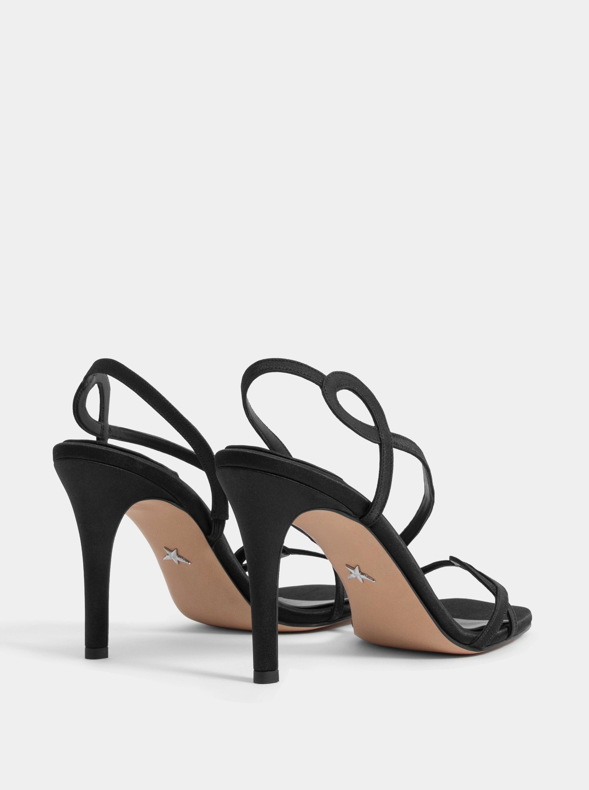 ADEN BLACK SATIN SANDALS