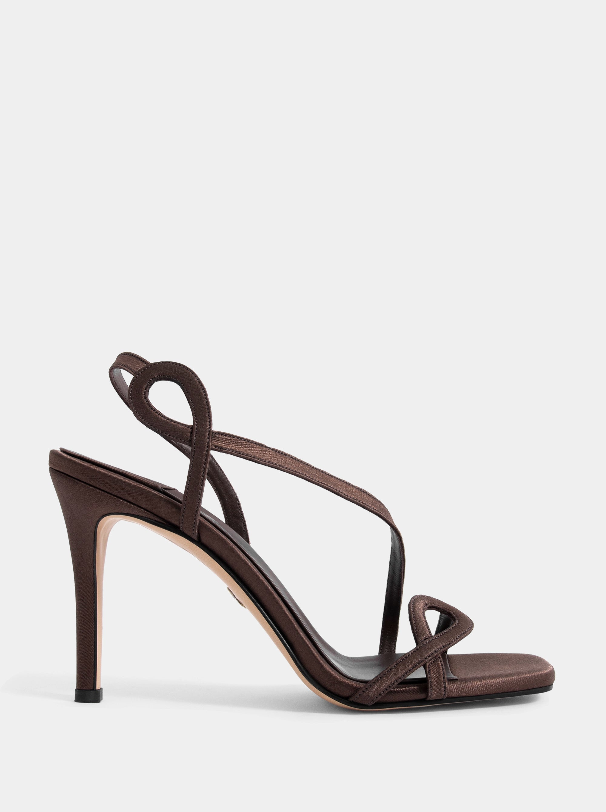 ADEN BROWN SATIN SANDALS