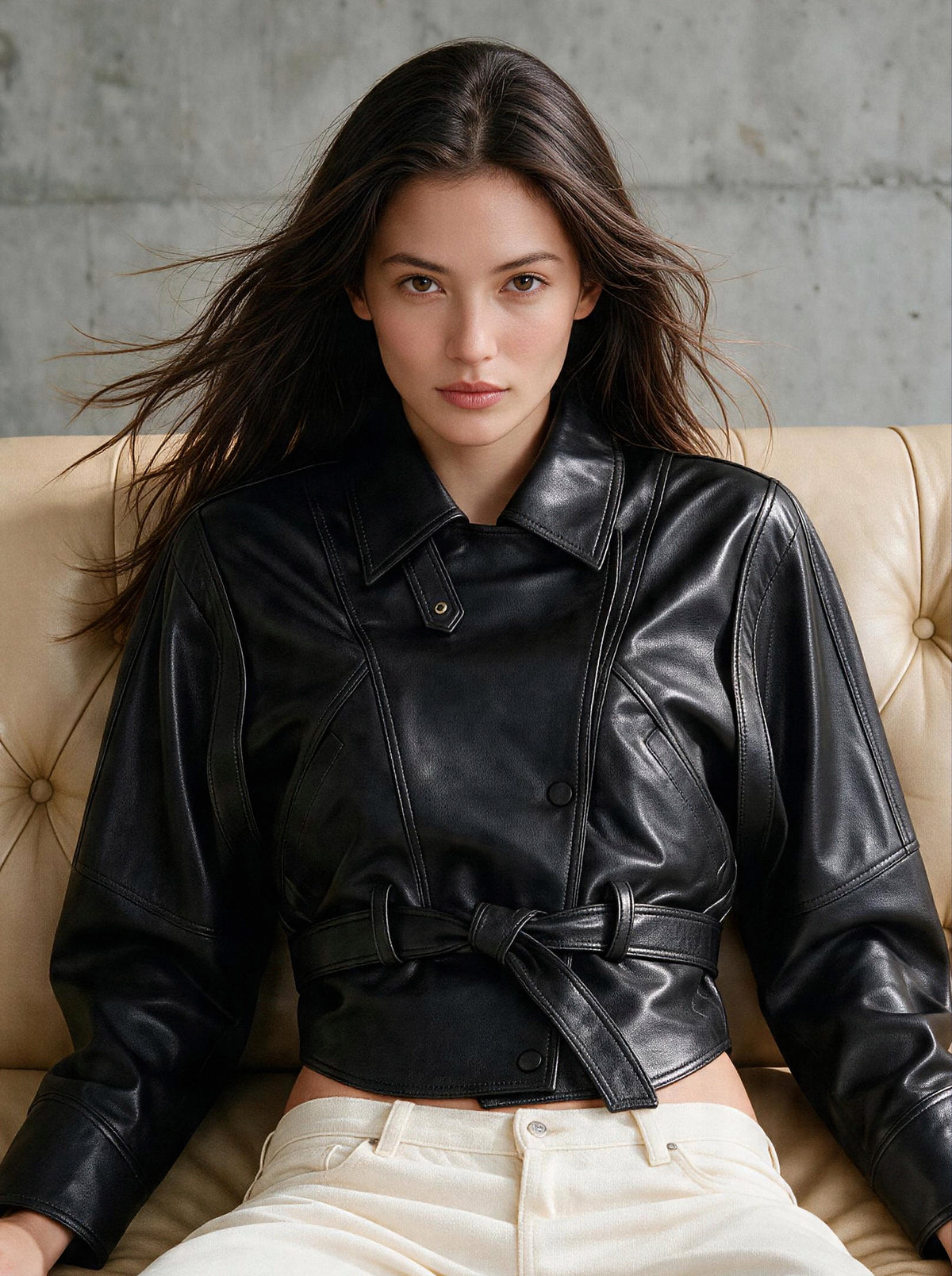 ADRIEN BLACK LEATHER JACKET