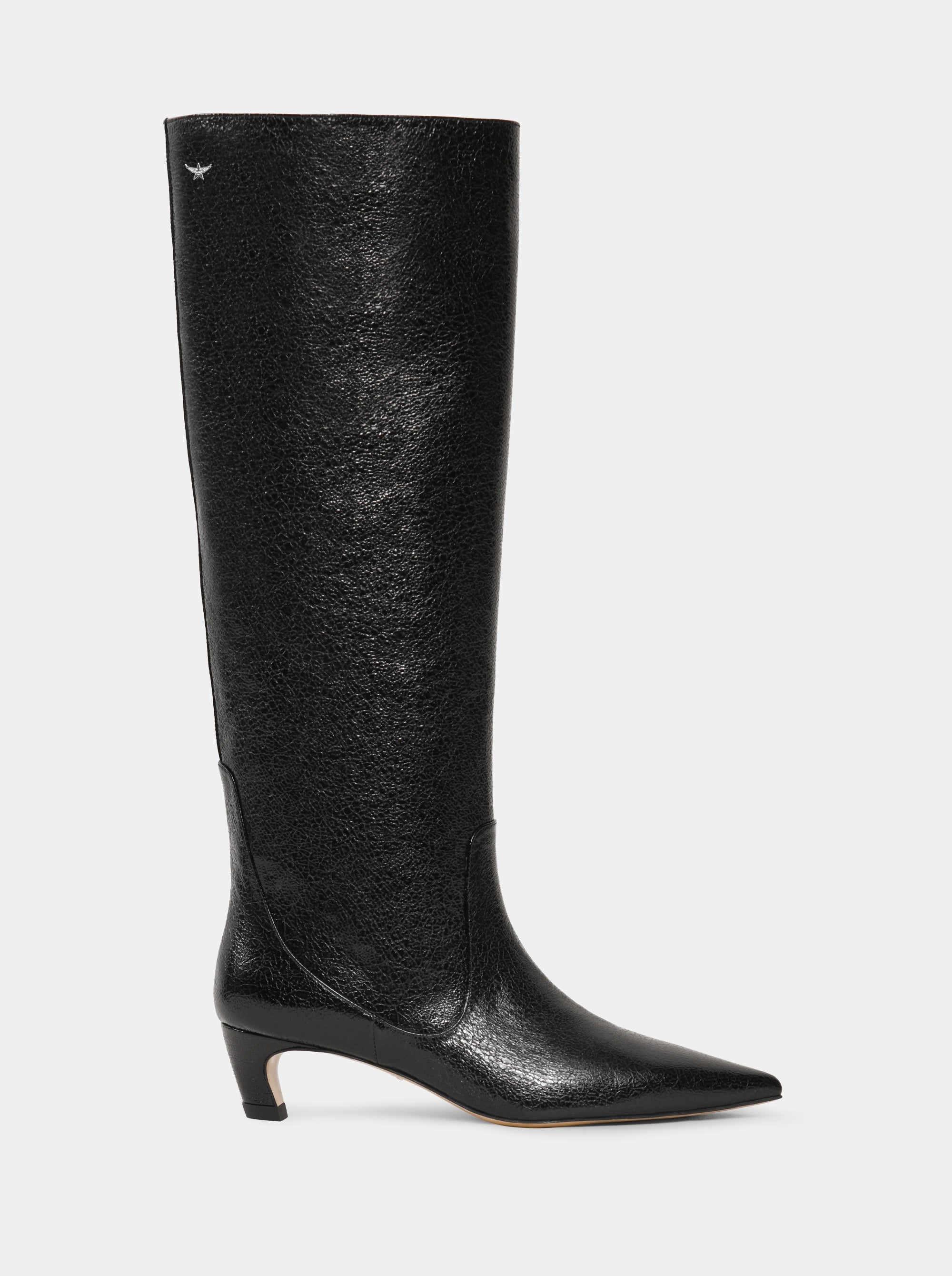 ALESSI BLACK NAPLAK PATENT BOOTS