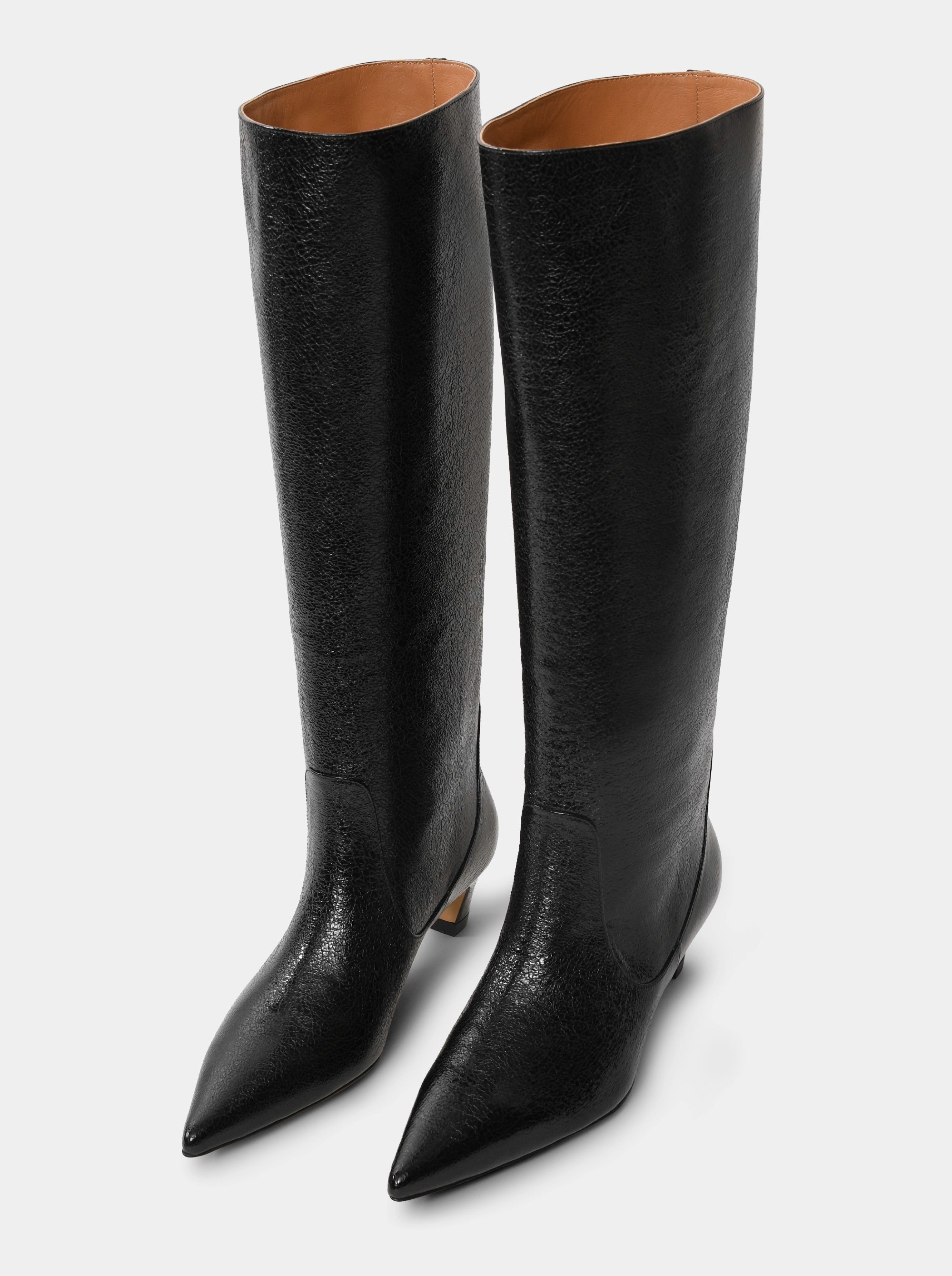 ALESSI BLACK NAPLAK PATENT BOOTS