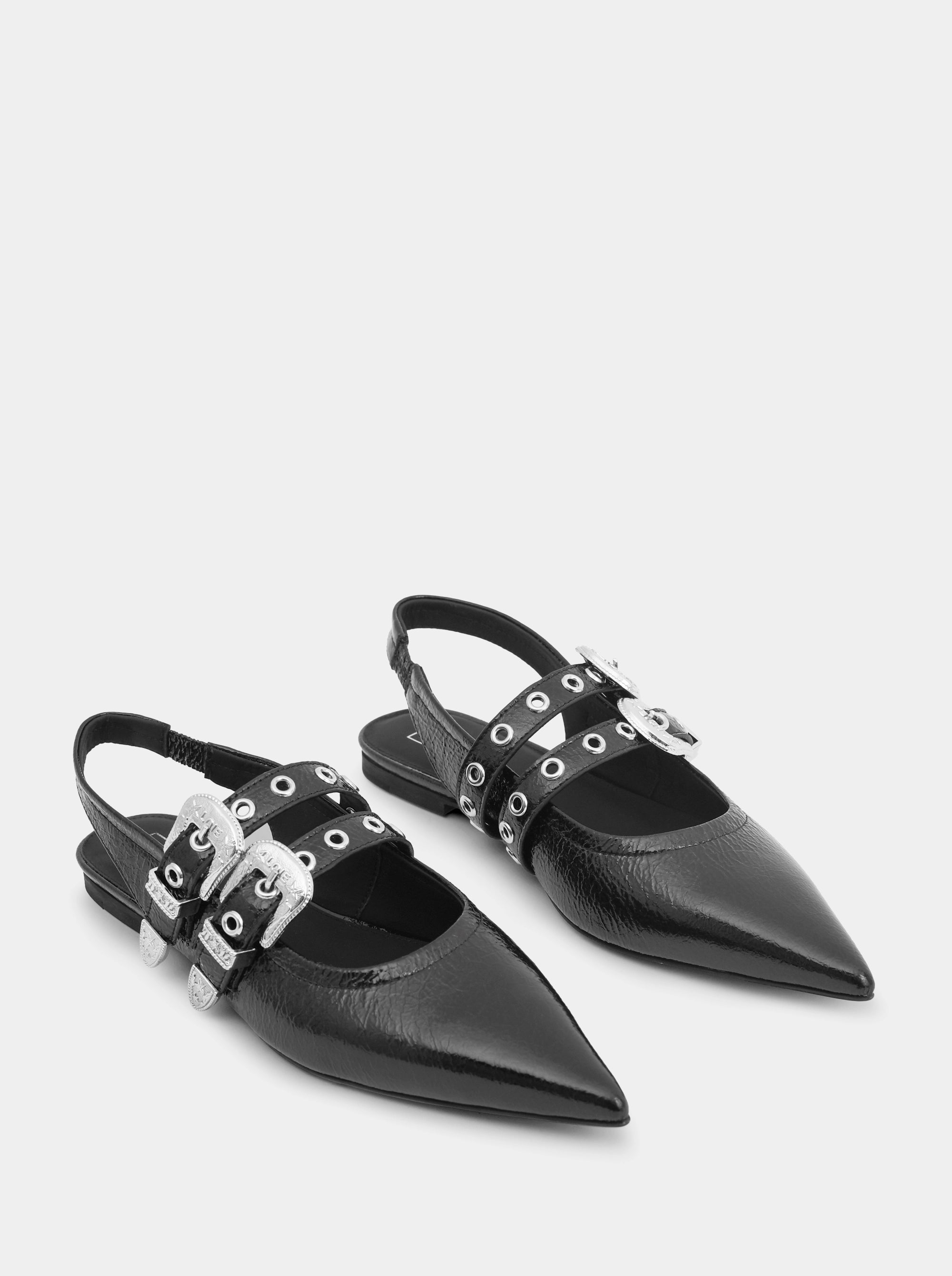 ANNA BLACK NAPLAK PATENT BALLET FLATS