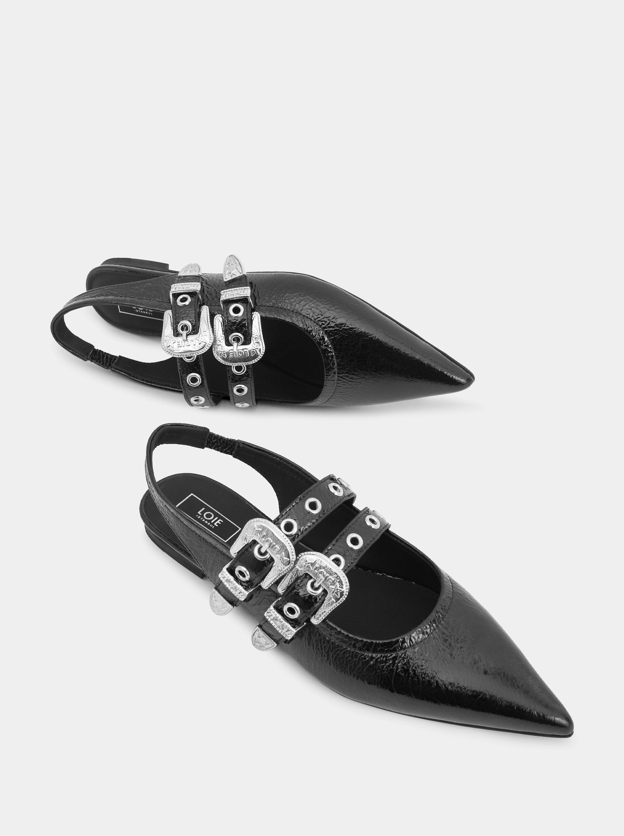 ANNA BLACK NAPLAK PATENT BALLET FLATS