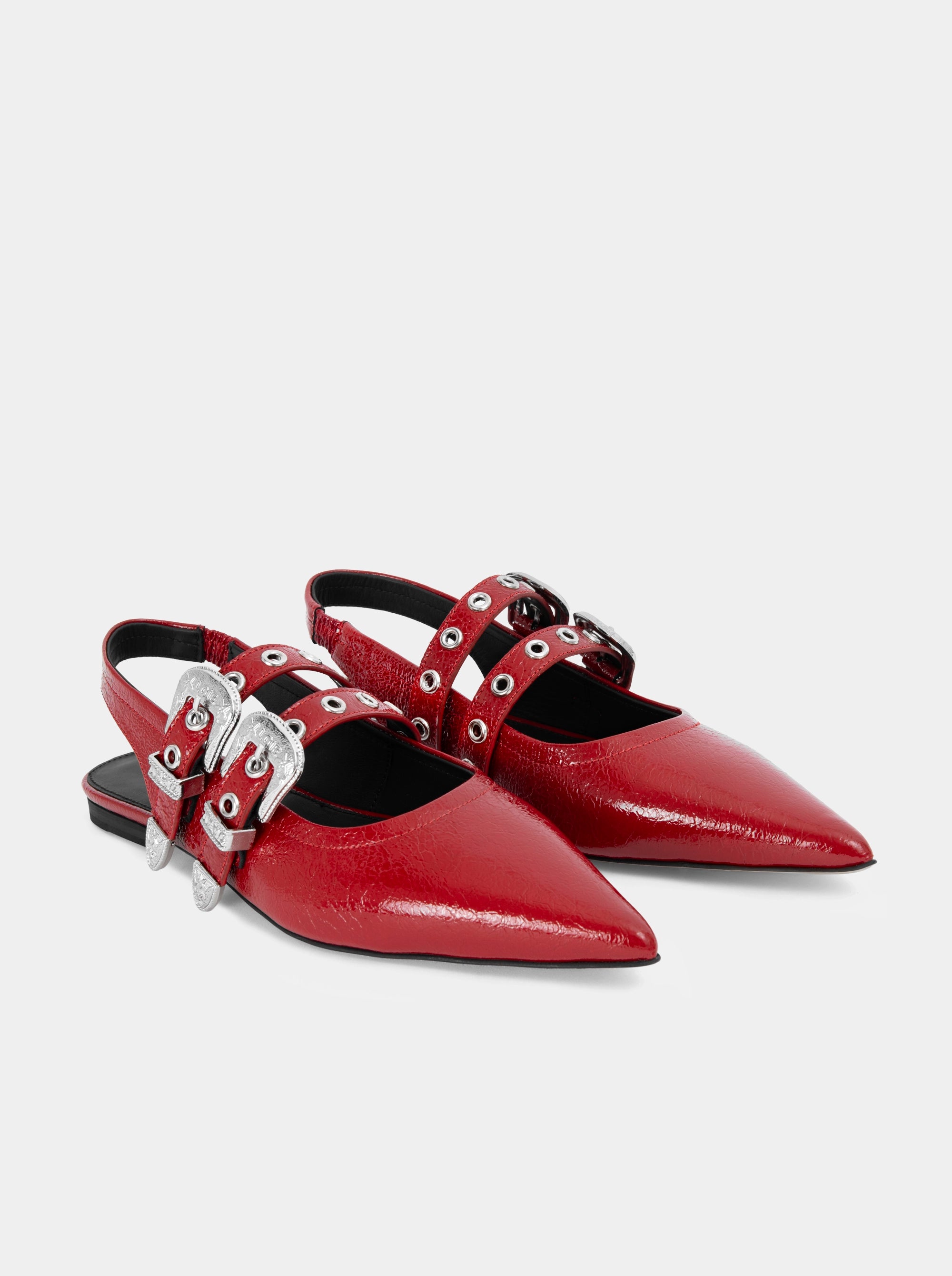 ANNA BLACK NAPLAK PATENT BALLET FLATS