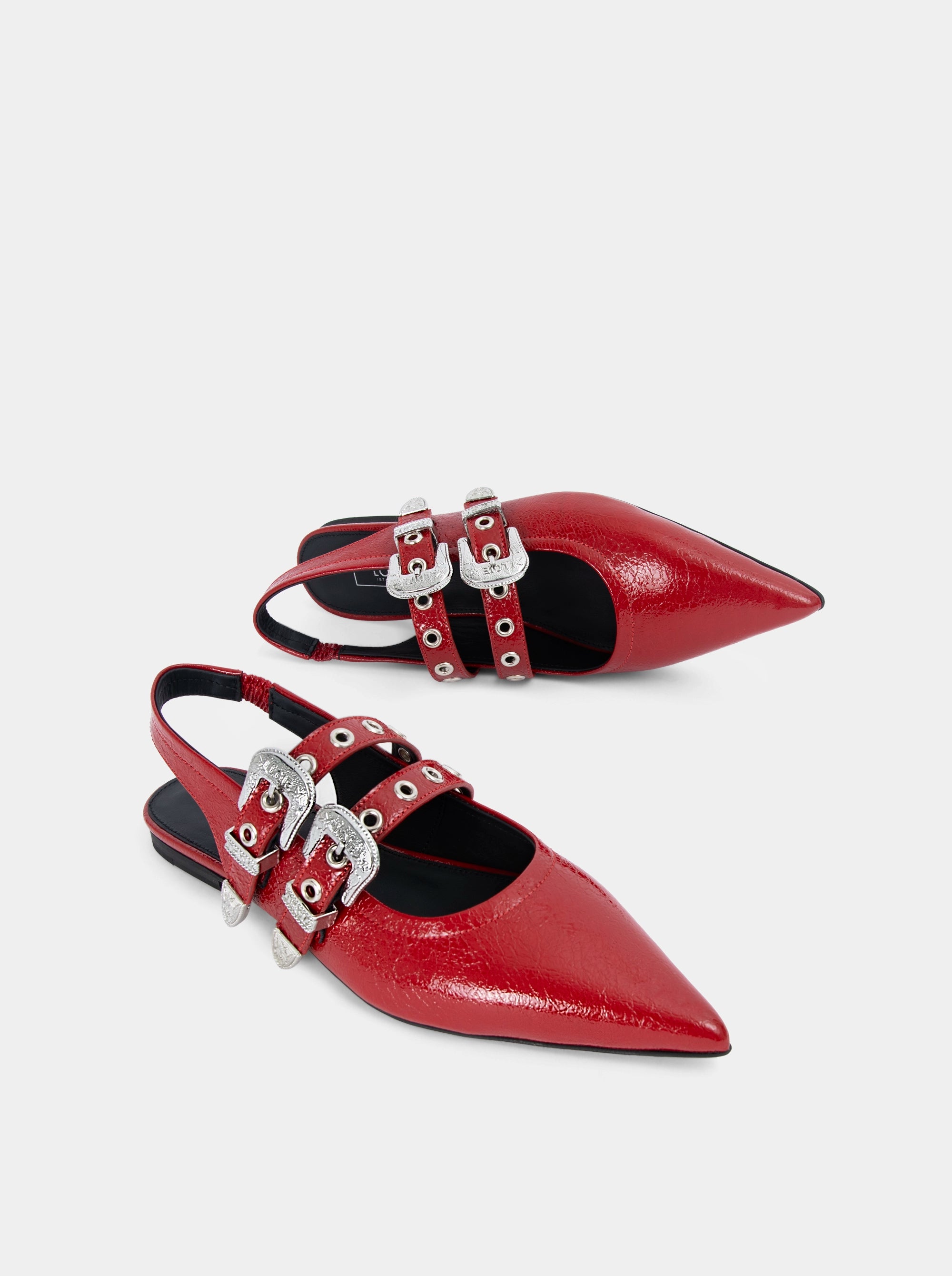 ANNA BLACK NAPLAK PATENT BALLET FLATS