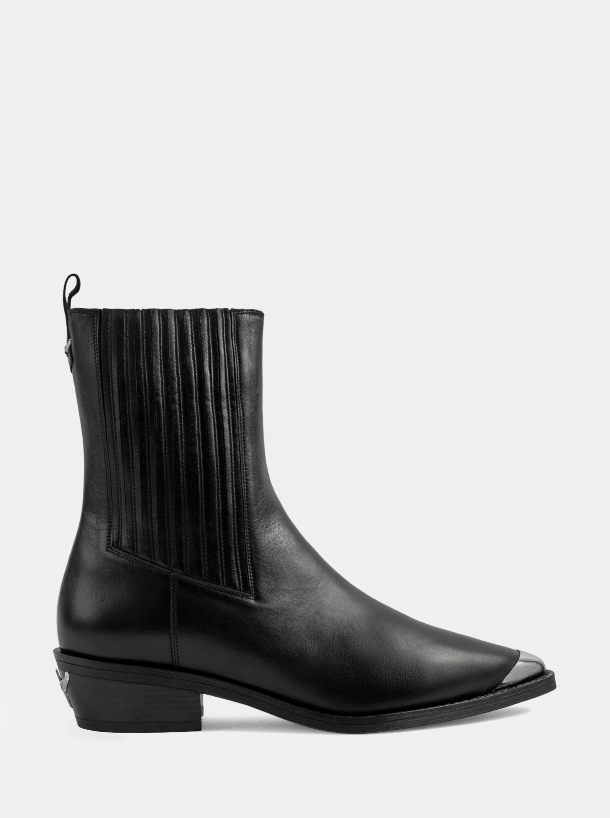 SM-68 BRIGHT BLACK LEATHER BOOTIES