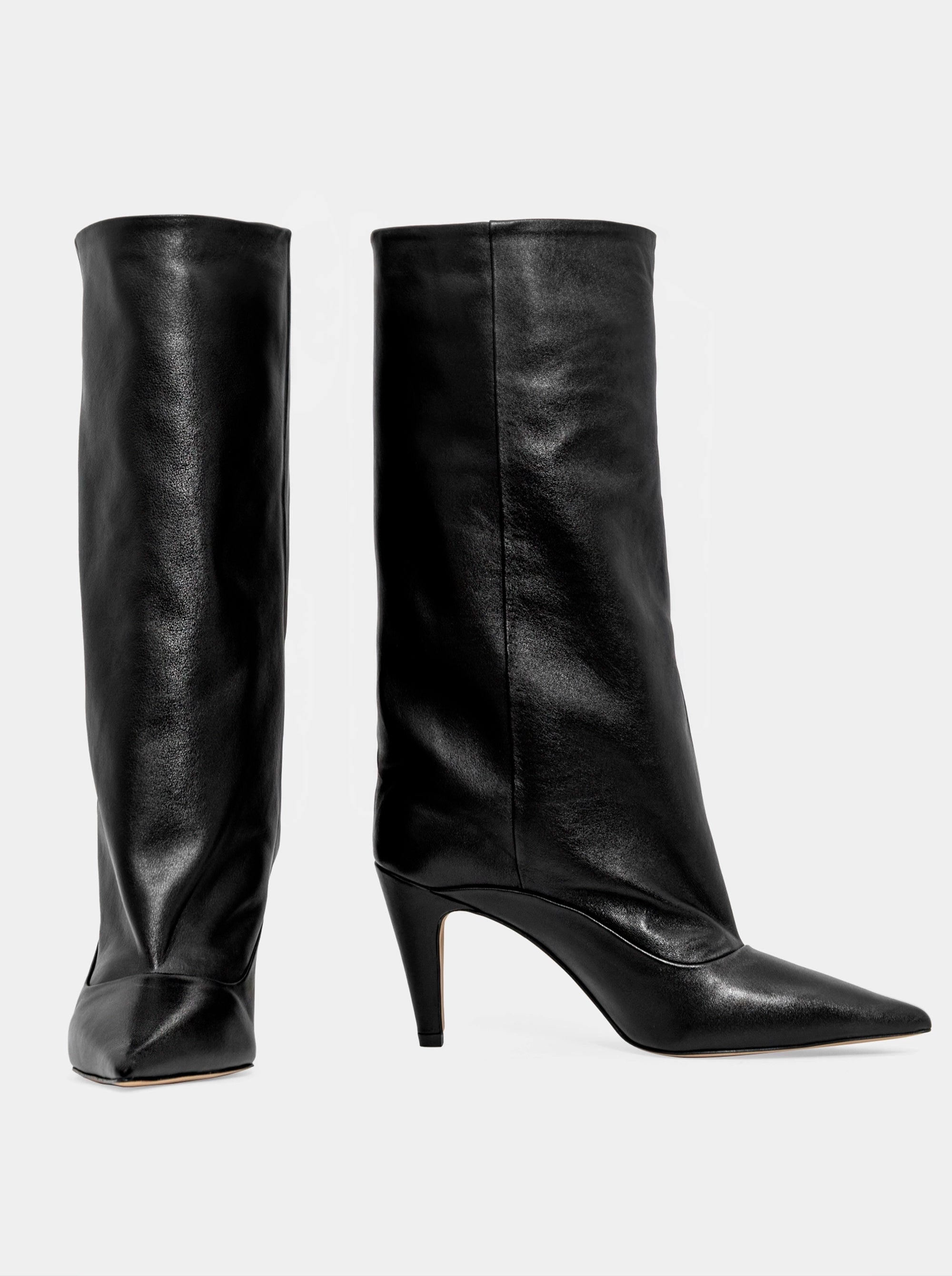 HAILEY BLACK LEATHER BOOTS