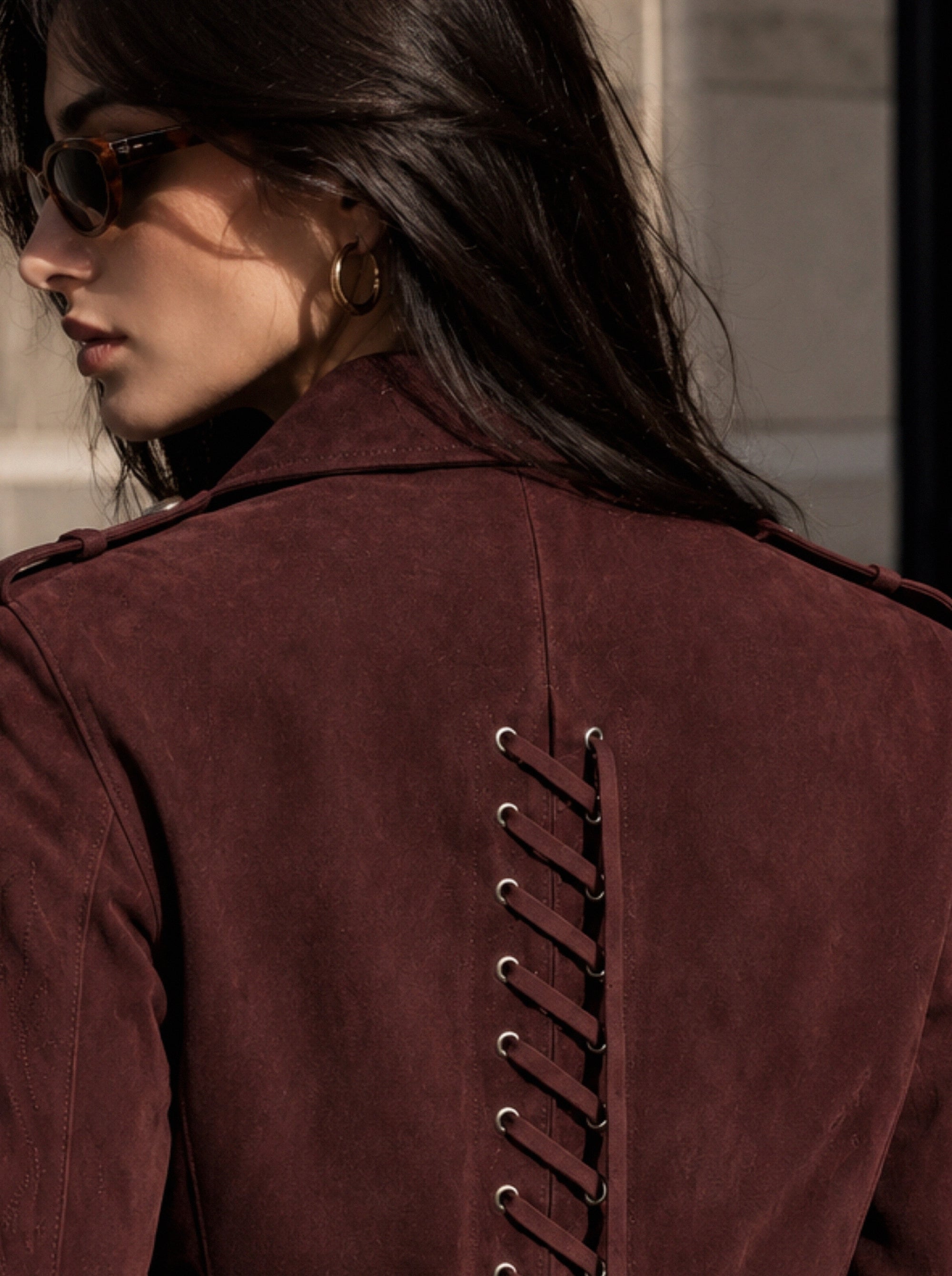 BIKER BURGUNDY SUEDE JACKET