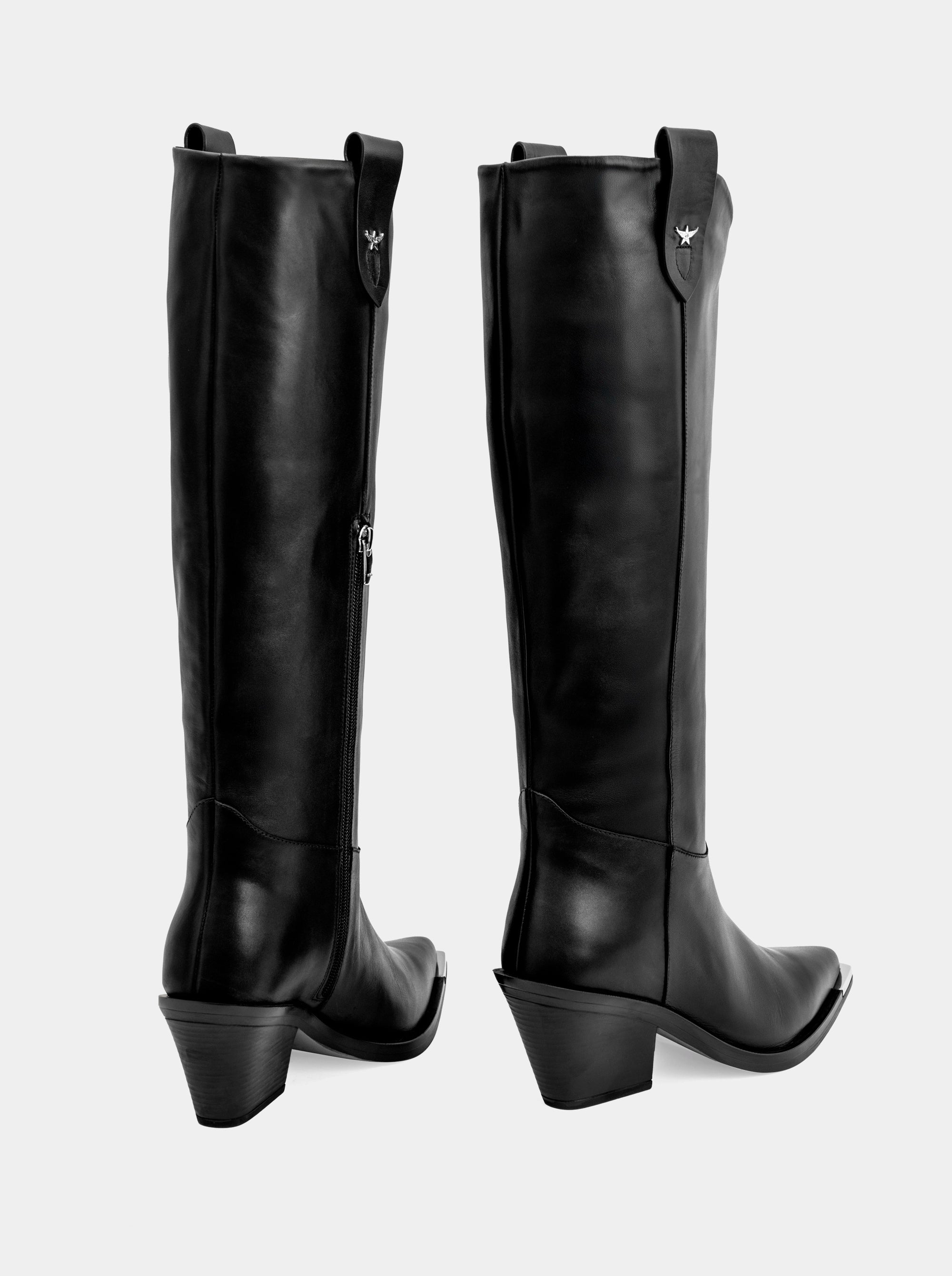 CAMERON BLACK LEATHER BOOTS