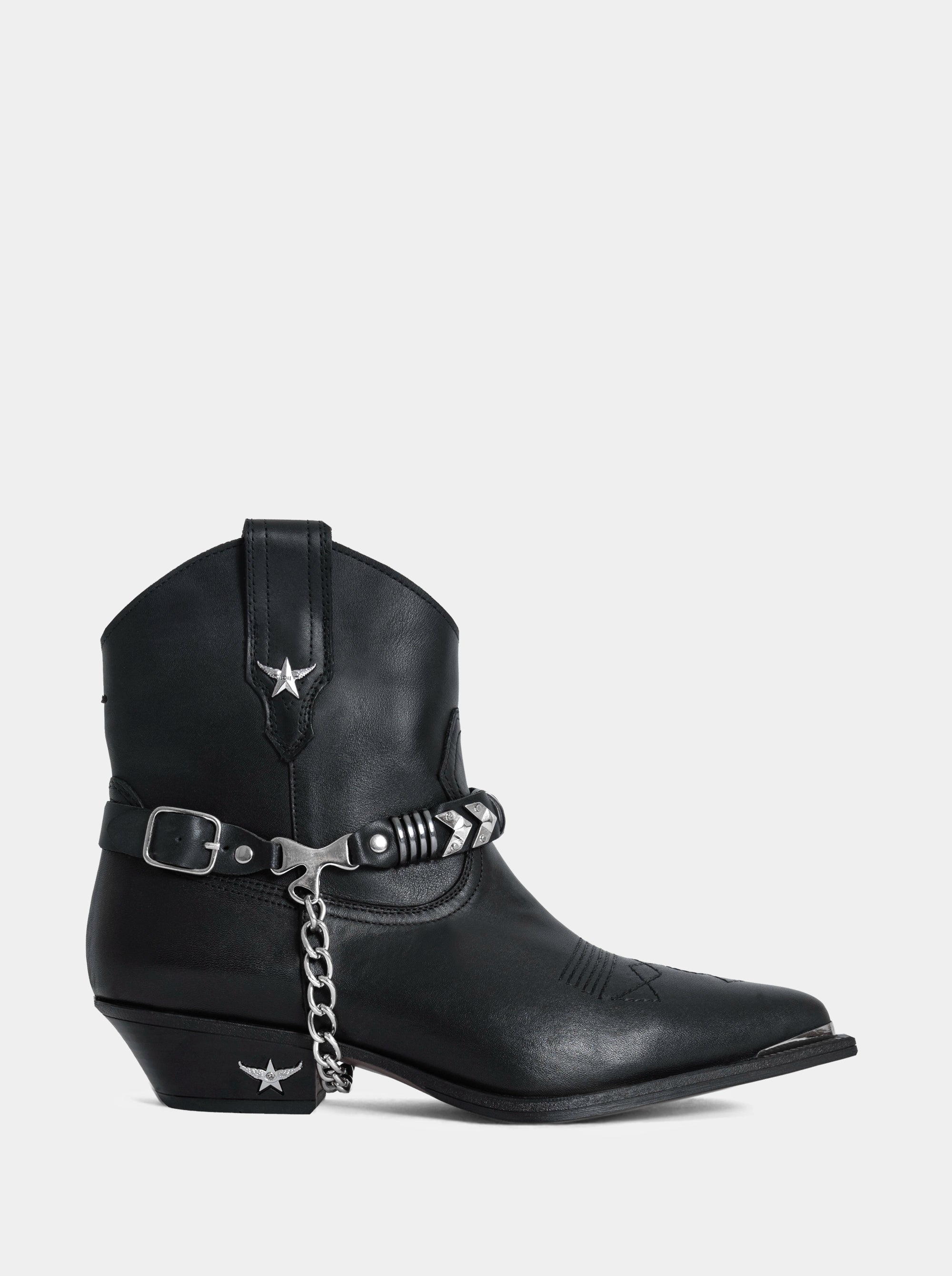 CAMILIA BLACK LEATHER BOOTIES