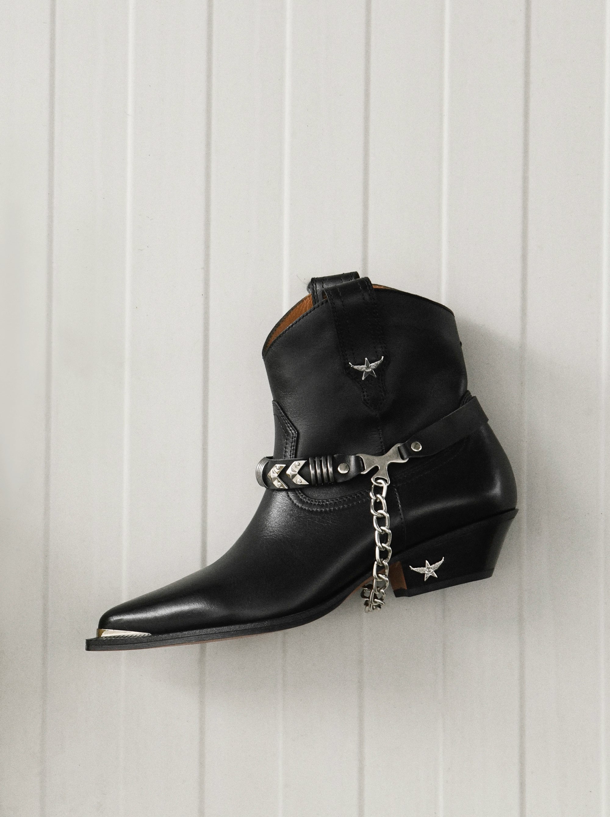 CAMILIA BLACK LEATHER BOOTIES