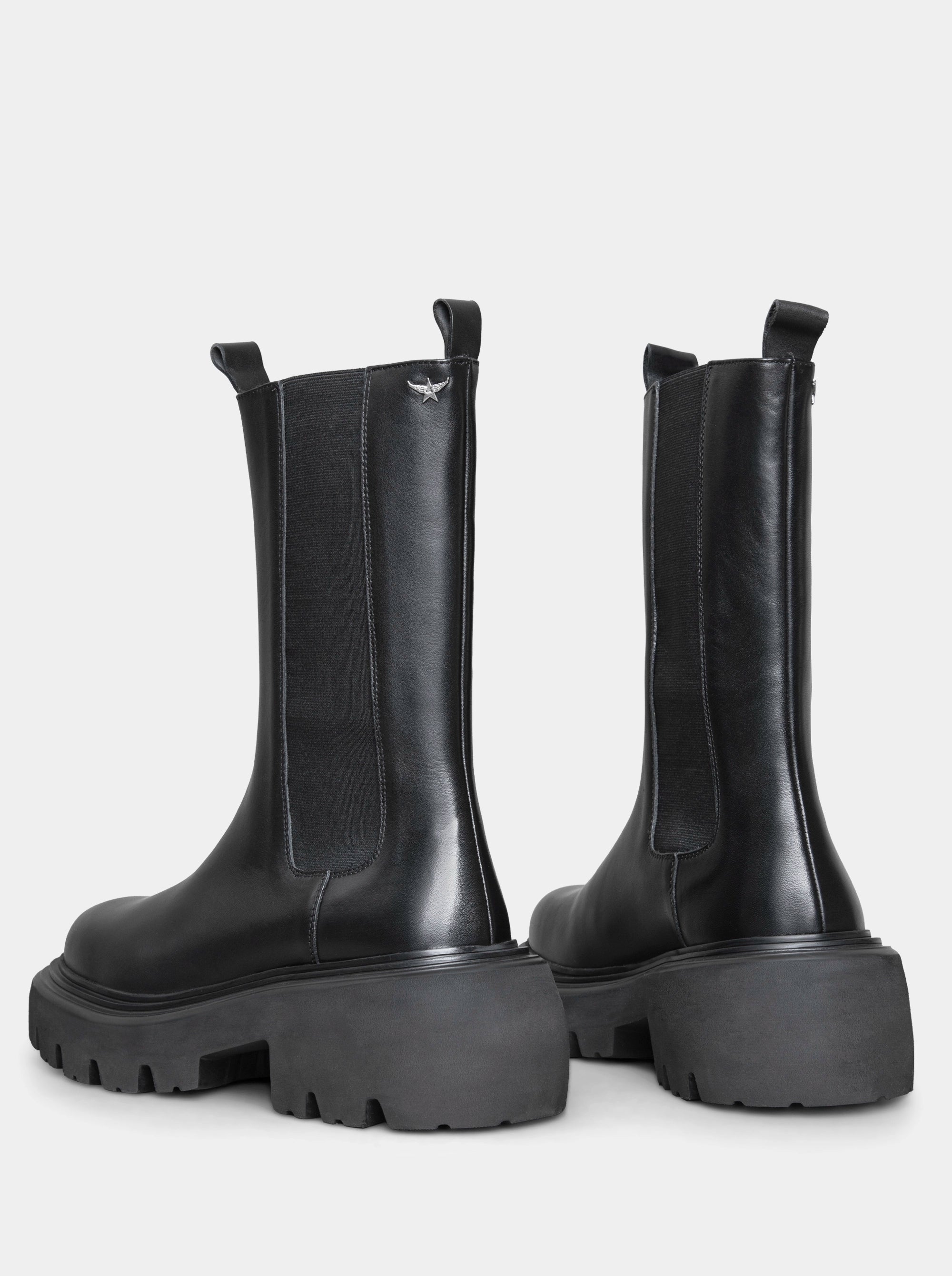 CONTAC BLACK LEATHER BOOTIES