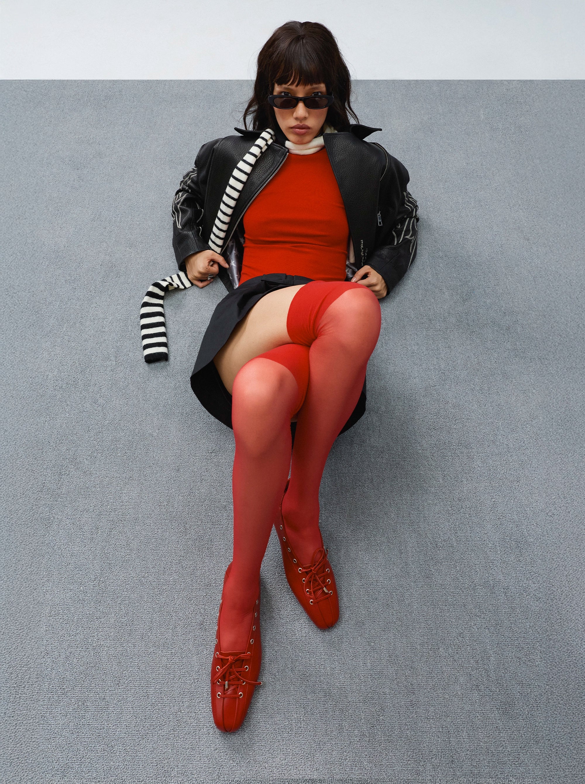 CASABLANCA BLACK LEATHER BALLET FLATS