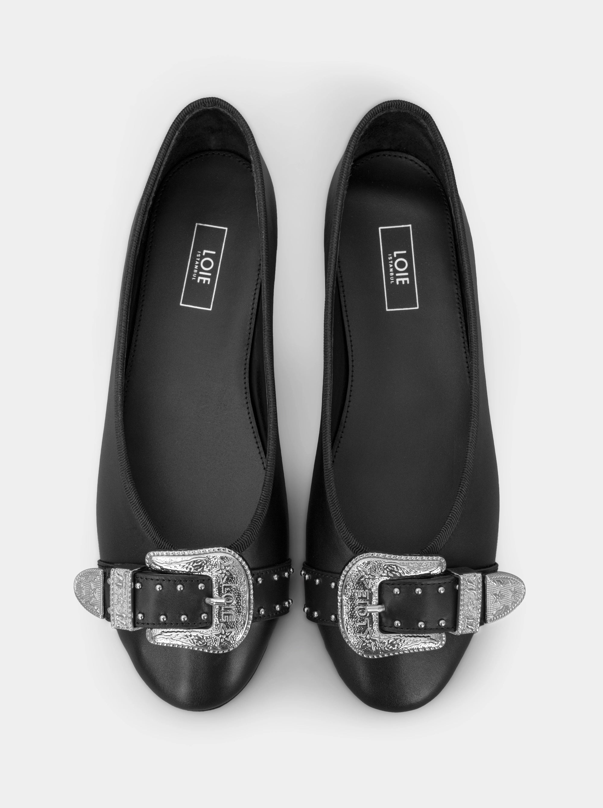 SM-38 CUBA BLACK LEATHER BALLET FLATS