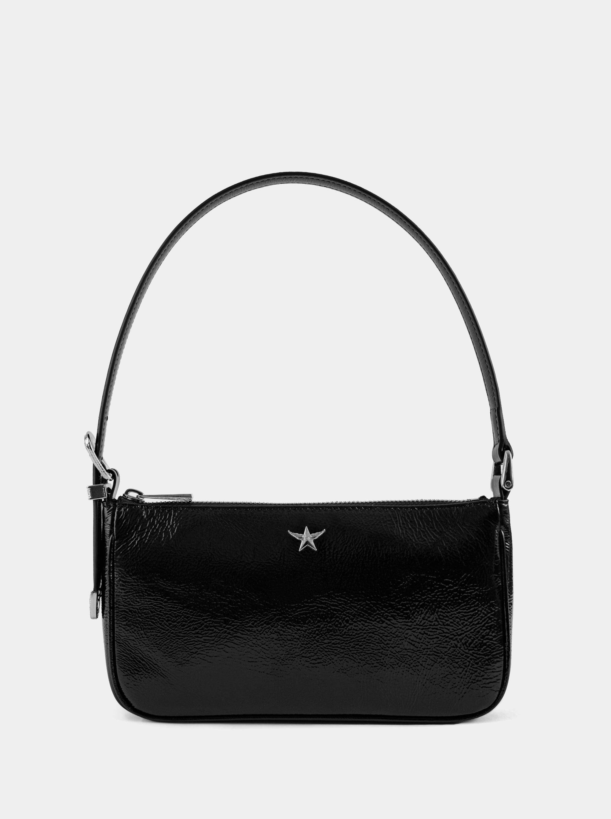 CURVE BLACK NAPLAK PATENT BAG