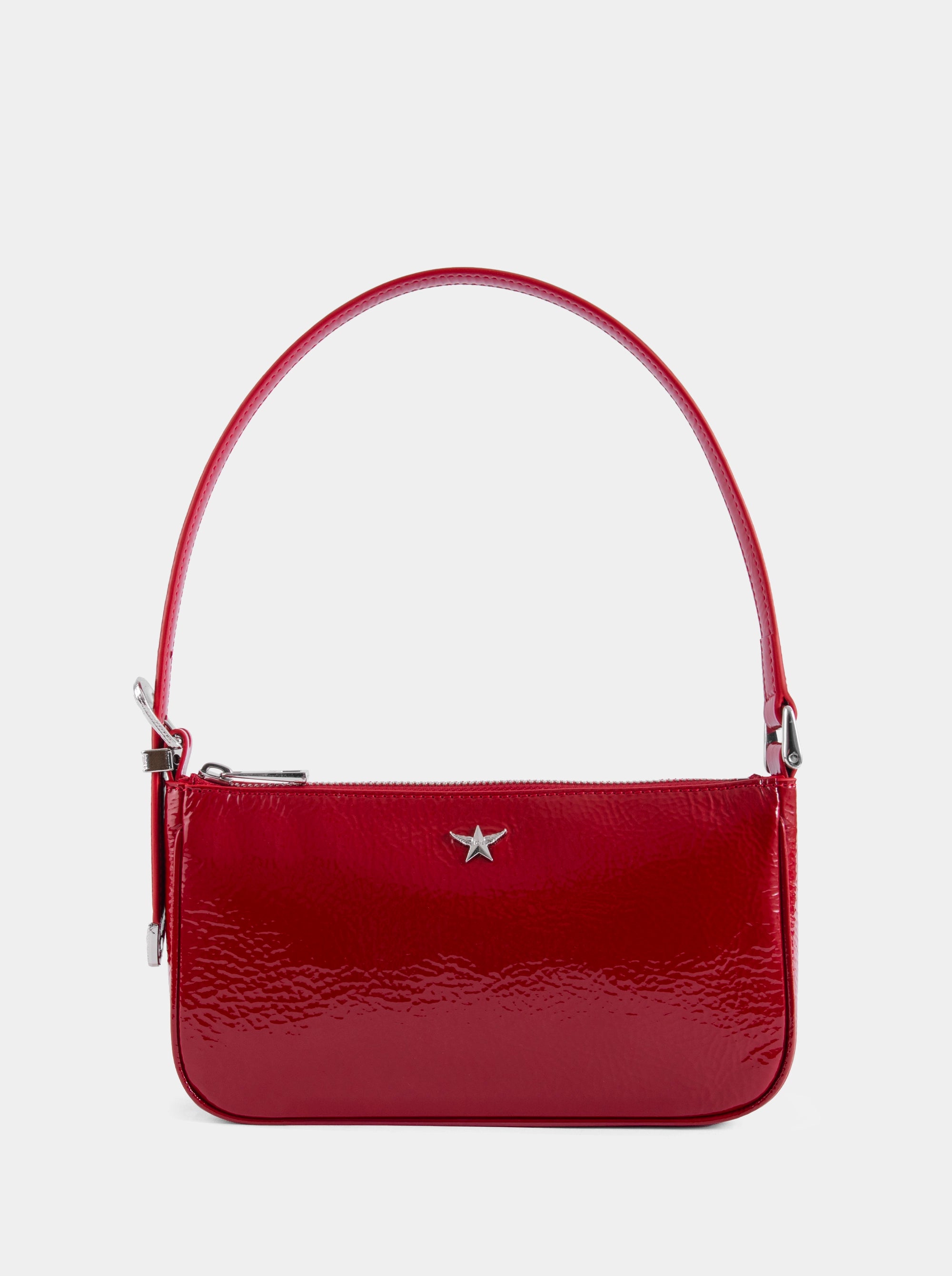 CURVE RED NAPLAK PATENT BAG