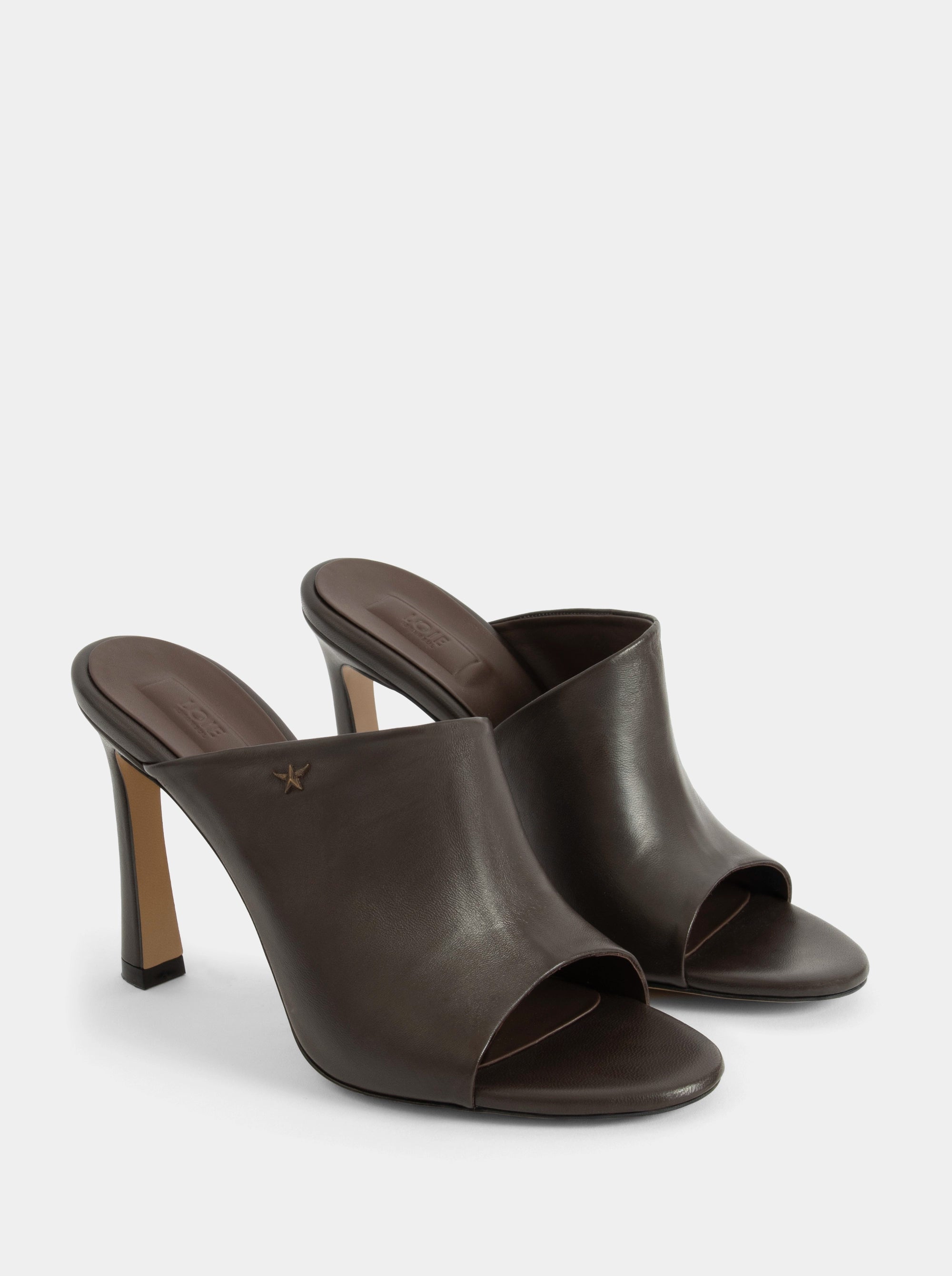 CUT DARK BROWN LEATHER SANDALS