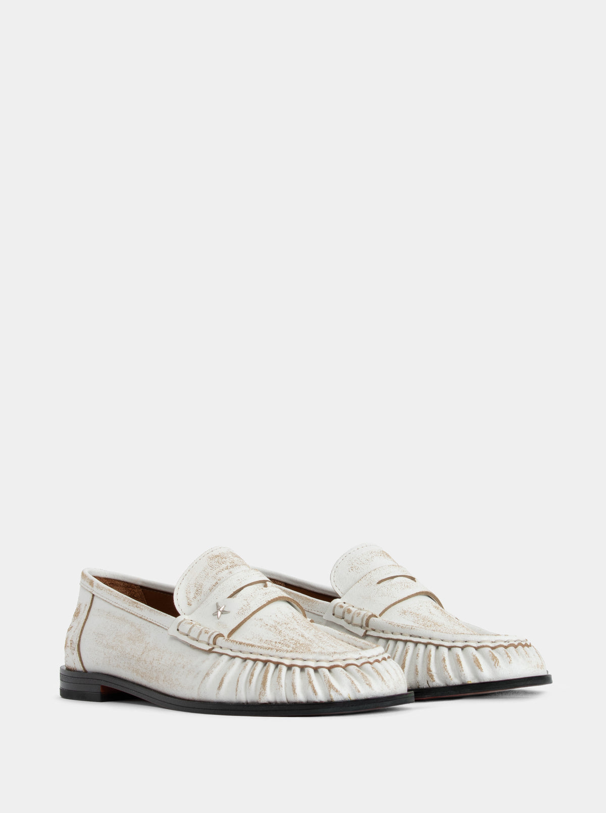 DROP WHITE DISTRESSED LETHER SHOES