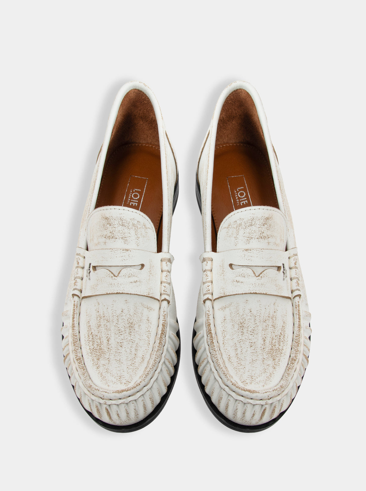 DROP WHITE DISTRESSED LETHER SHOES