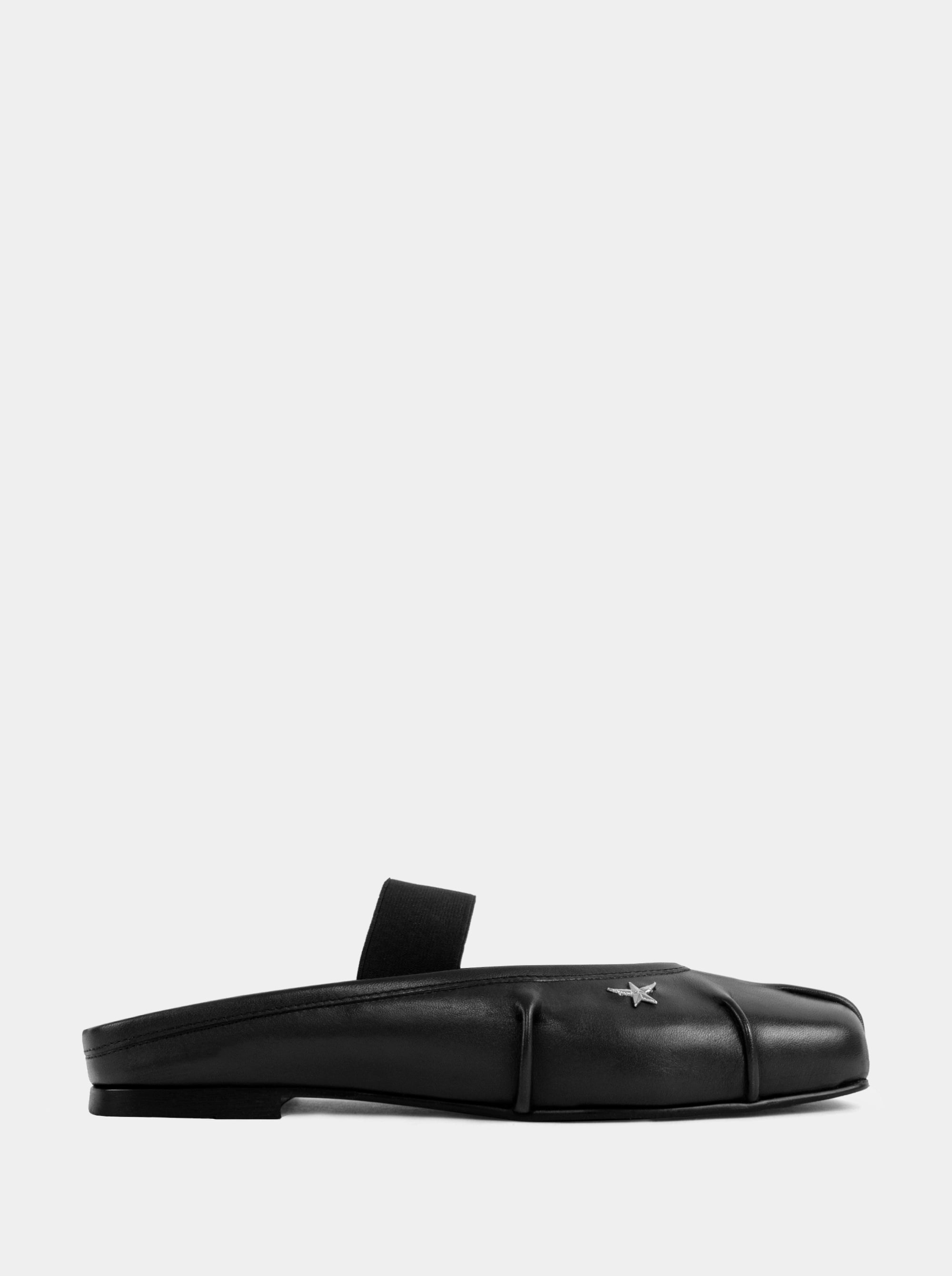 DUDE BLACK LEATHER BALLET FLATS