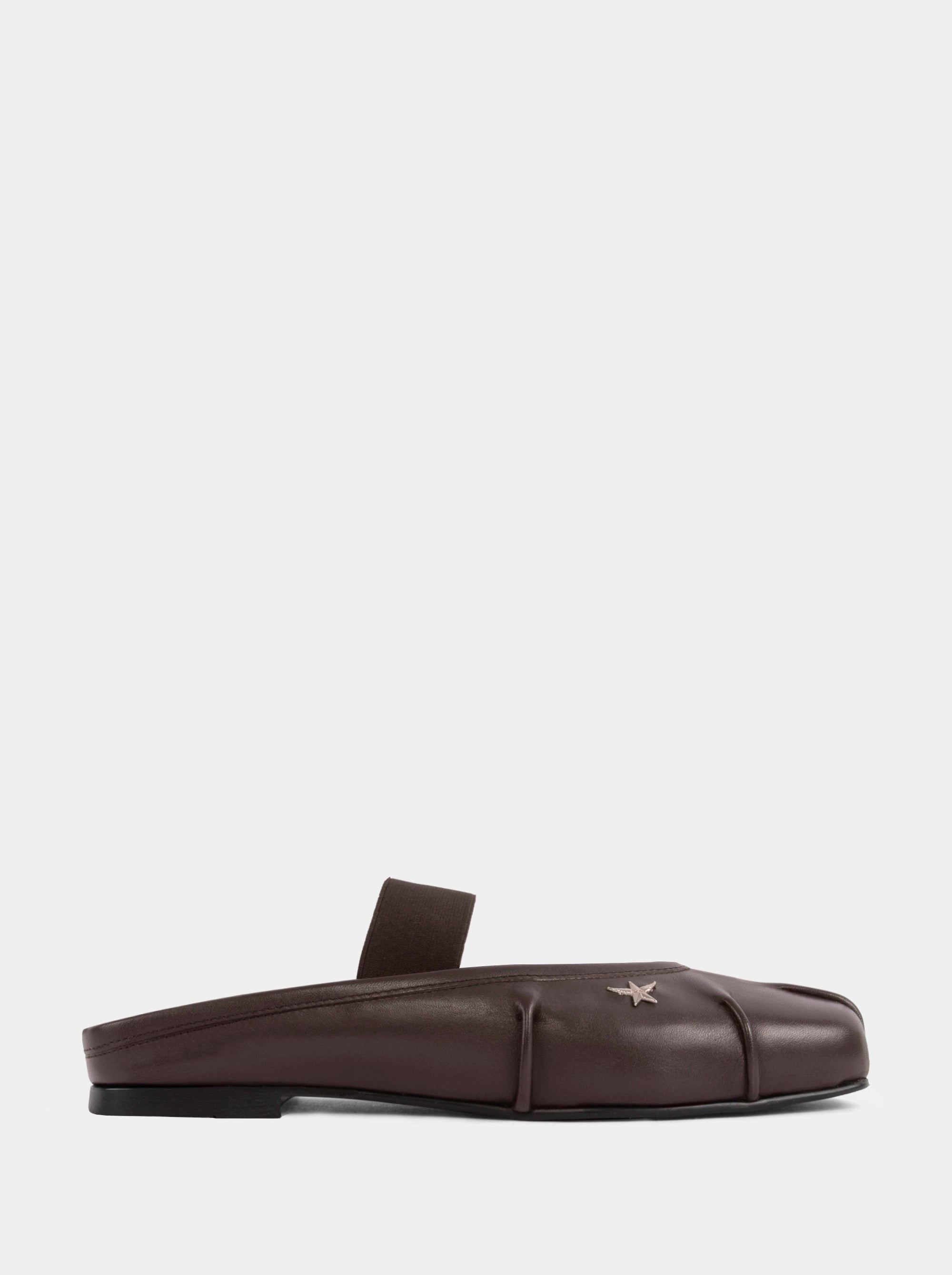 DUDE BROWN LEATHER BALLET FLATS