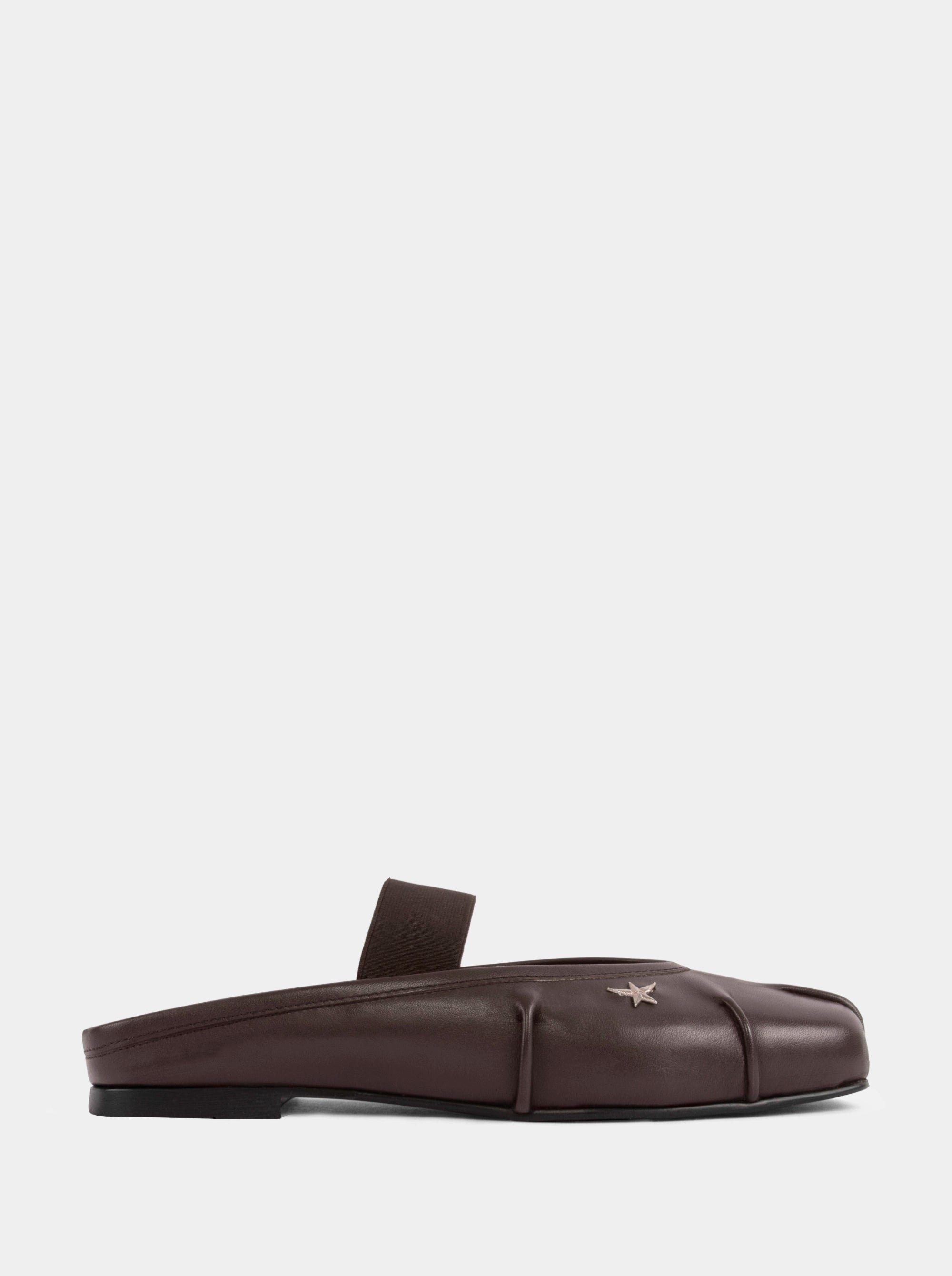 DUDE BROWN LEATHER BALLET FLATS