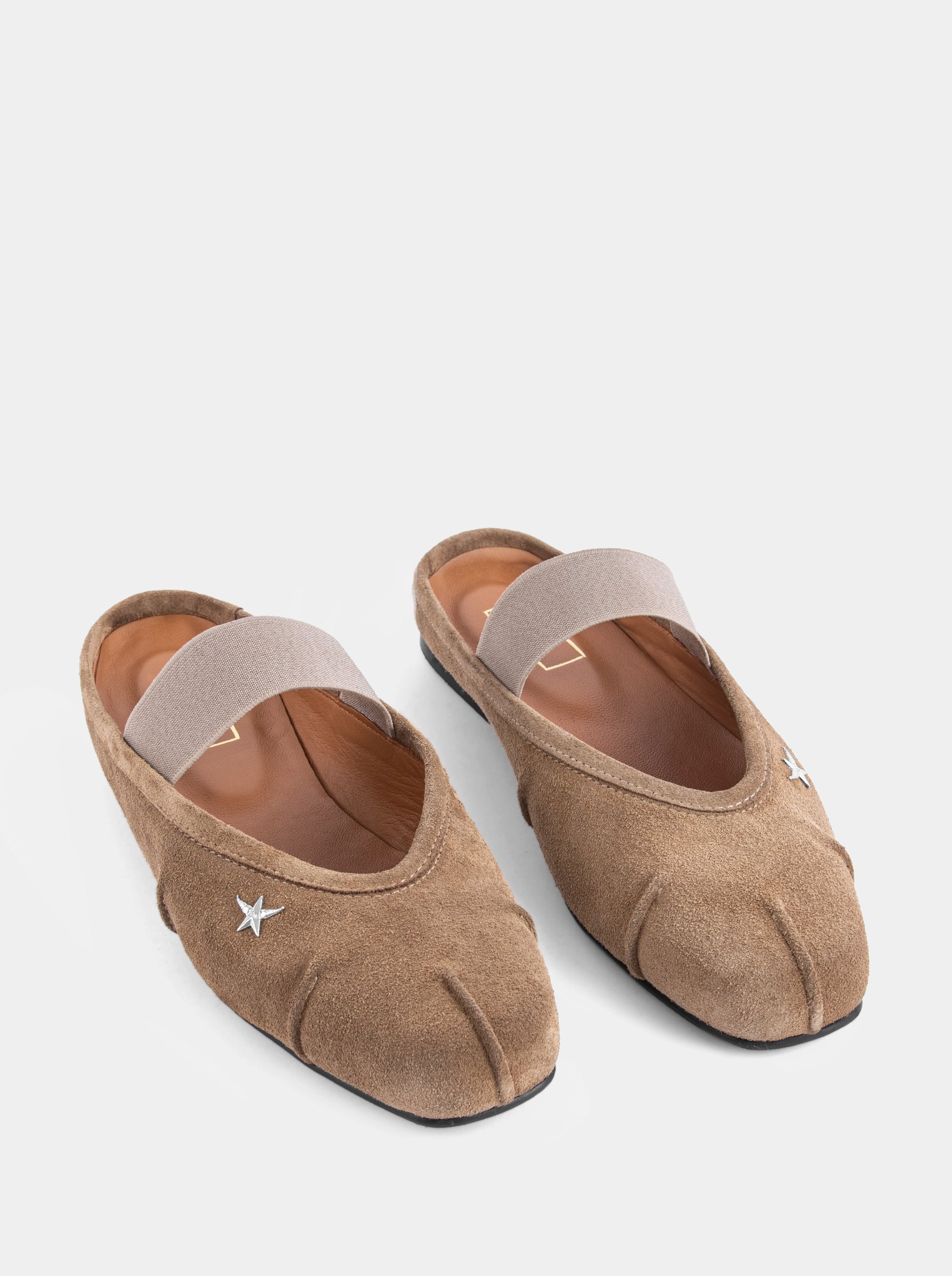 DUDE CAMEL SUEDE BALLET FLATS