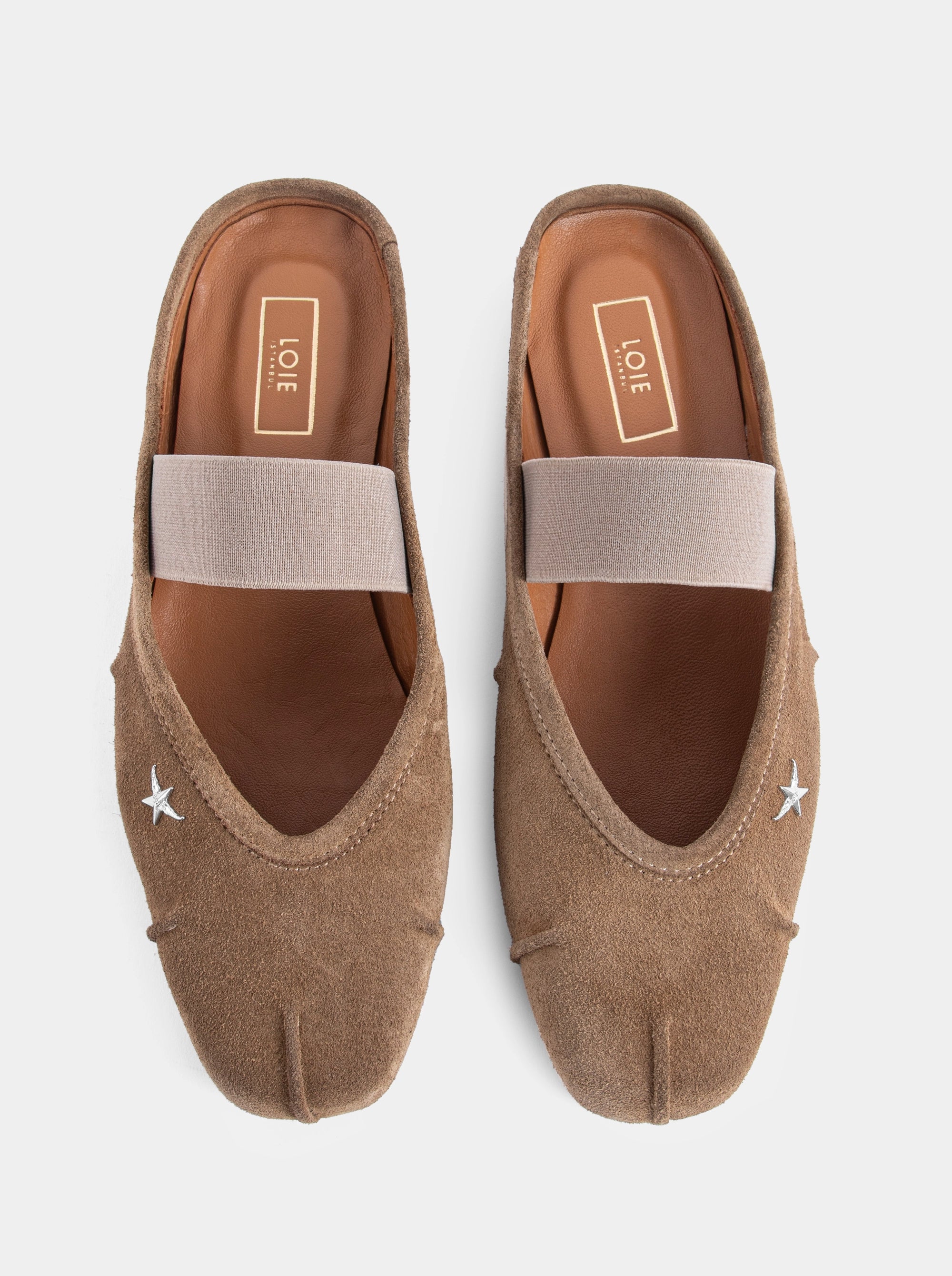 DUDE CAMEL SUEDE BALLET FLATS