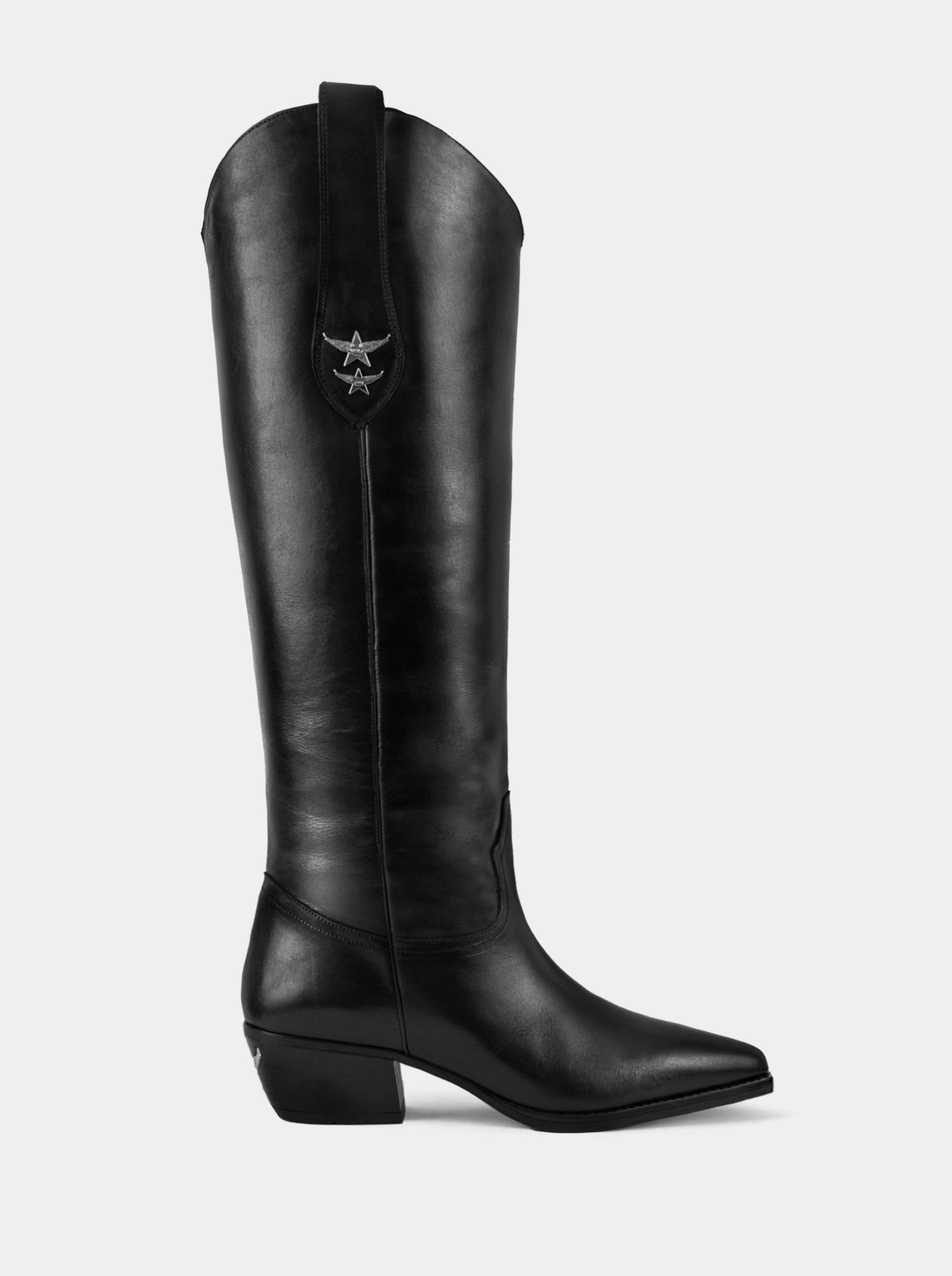 ELENORA BLACK LEATHER BOOTS