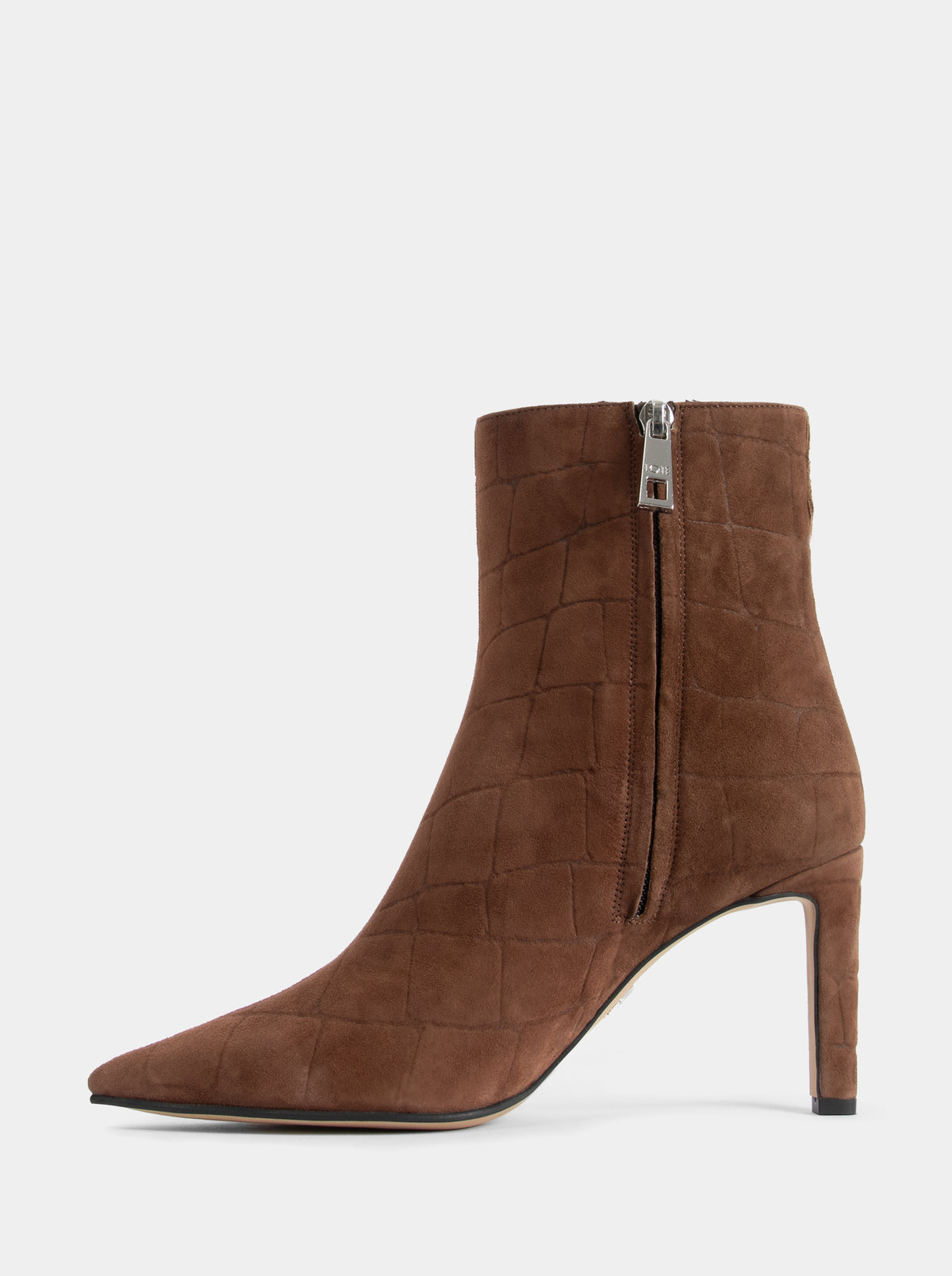 ELSA BROWN CROCO SUEDE BOOTIES