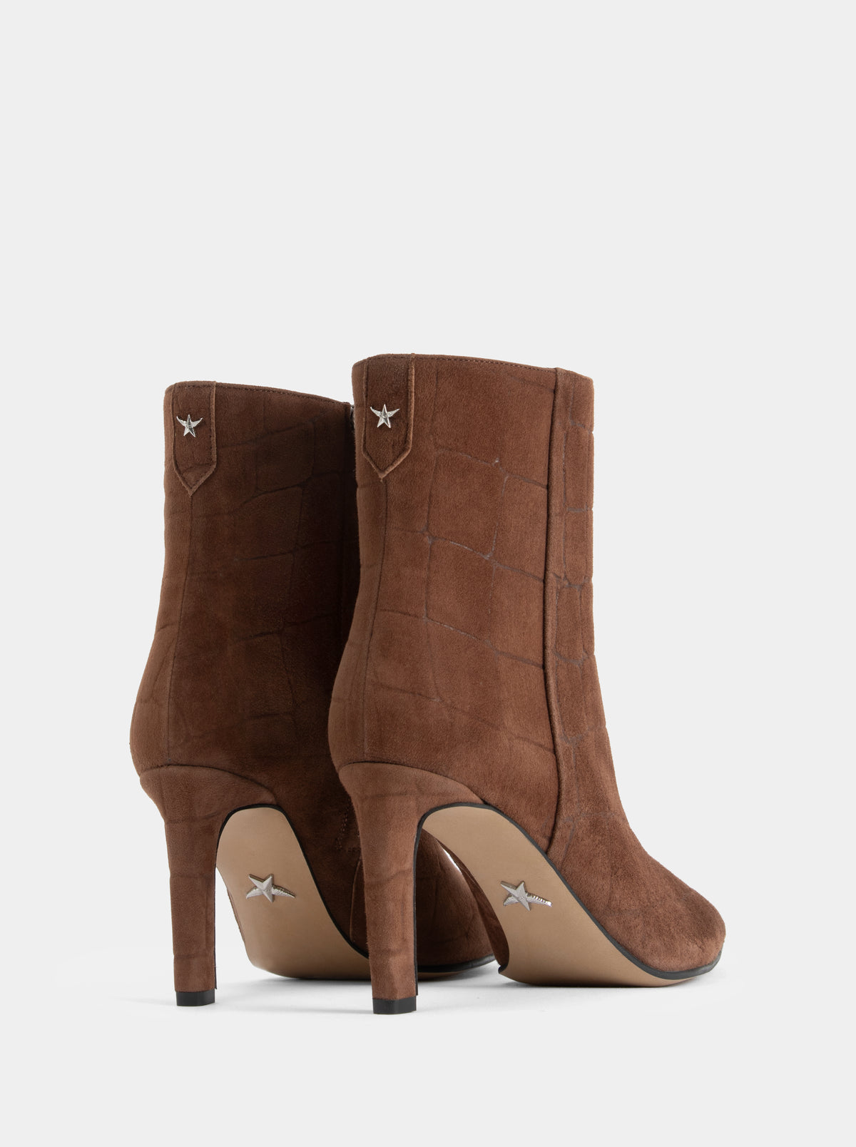 ELSA BROWN CROCO SUEDE BOOTIES