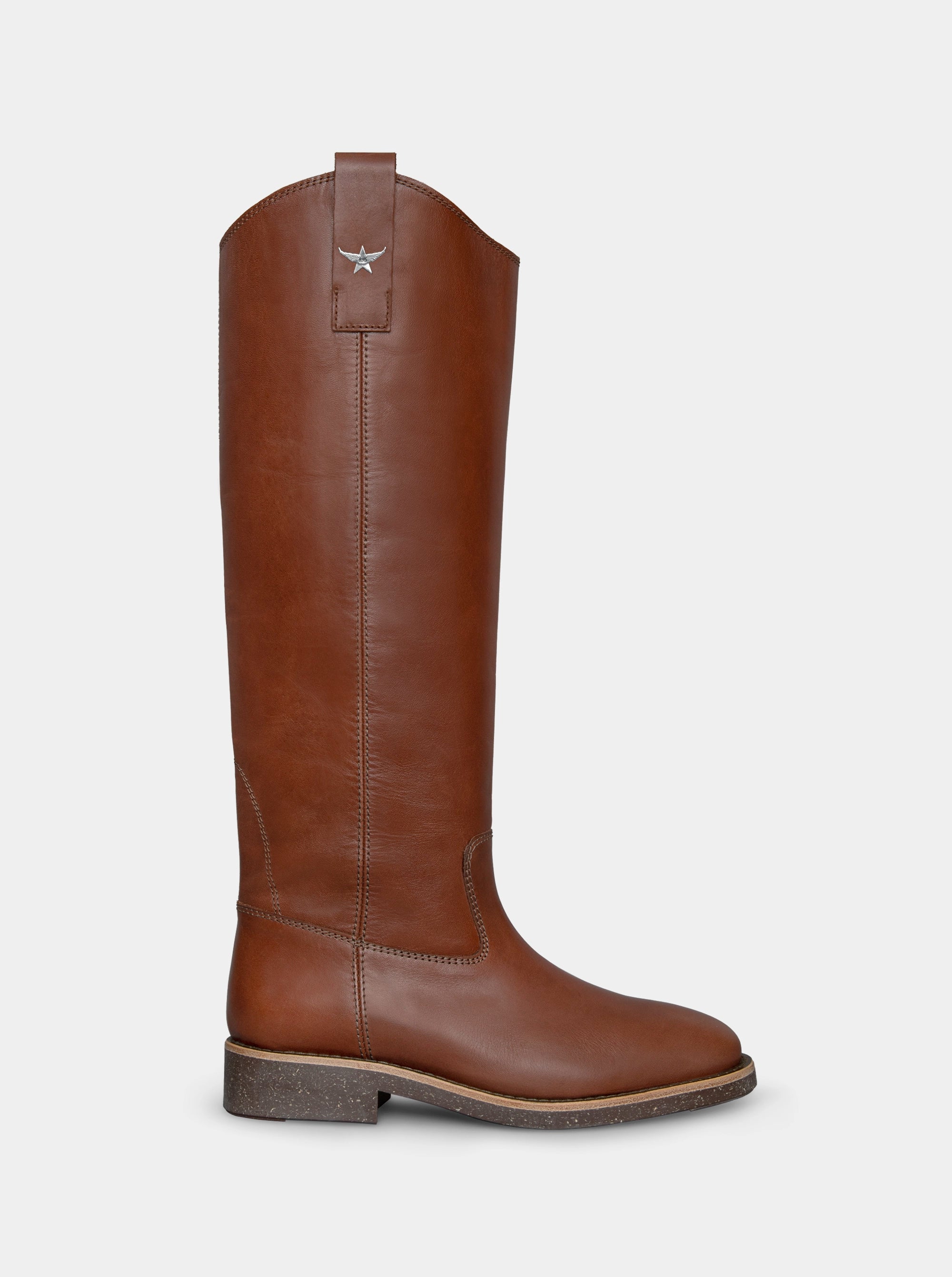 SM-56 ENJOY BROWN LEATHER BOOTS