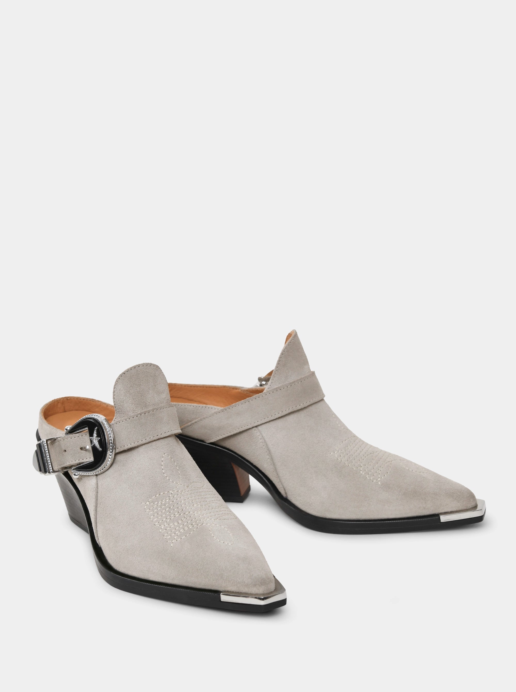 ERICA GRAY SEUDE MULES SLIPPERS