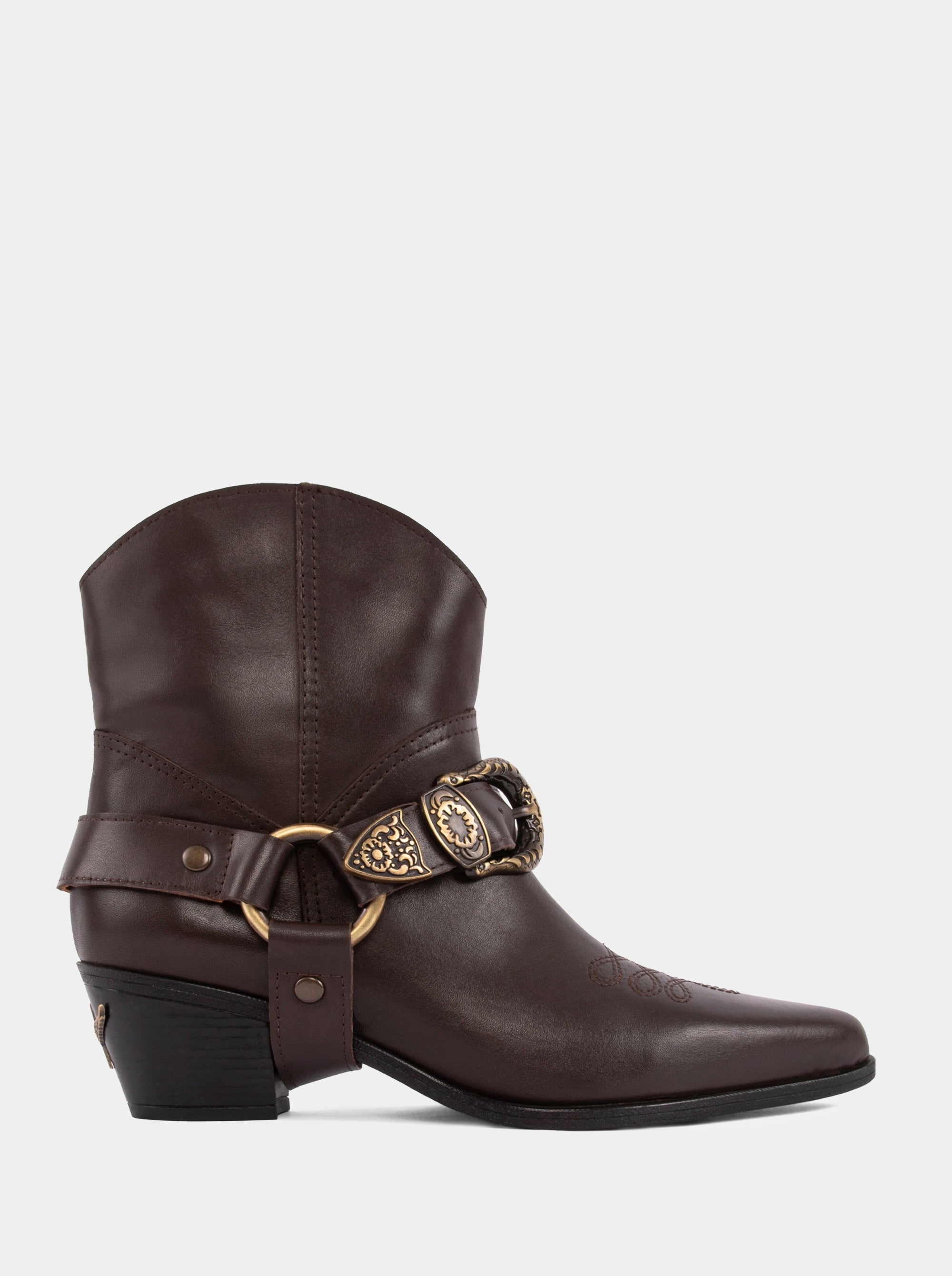 GUN BROWN LEATHER BOOTIES