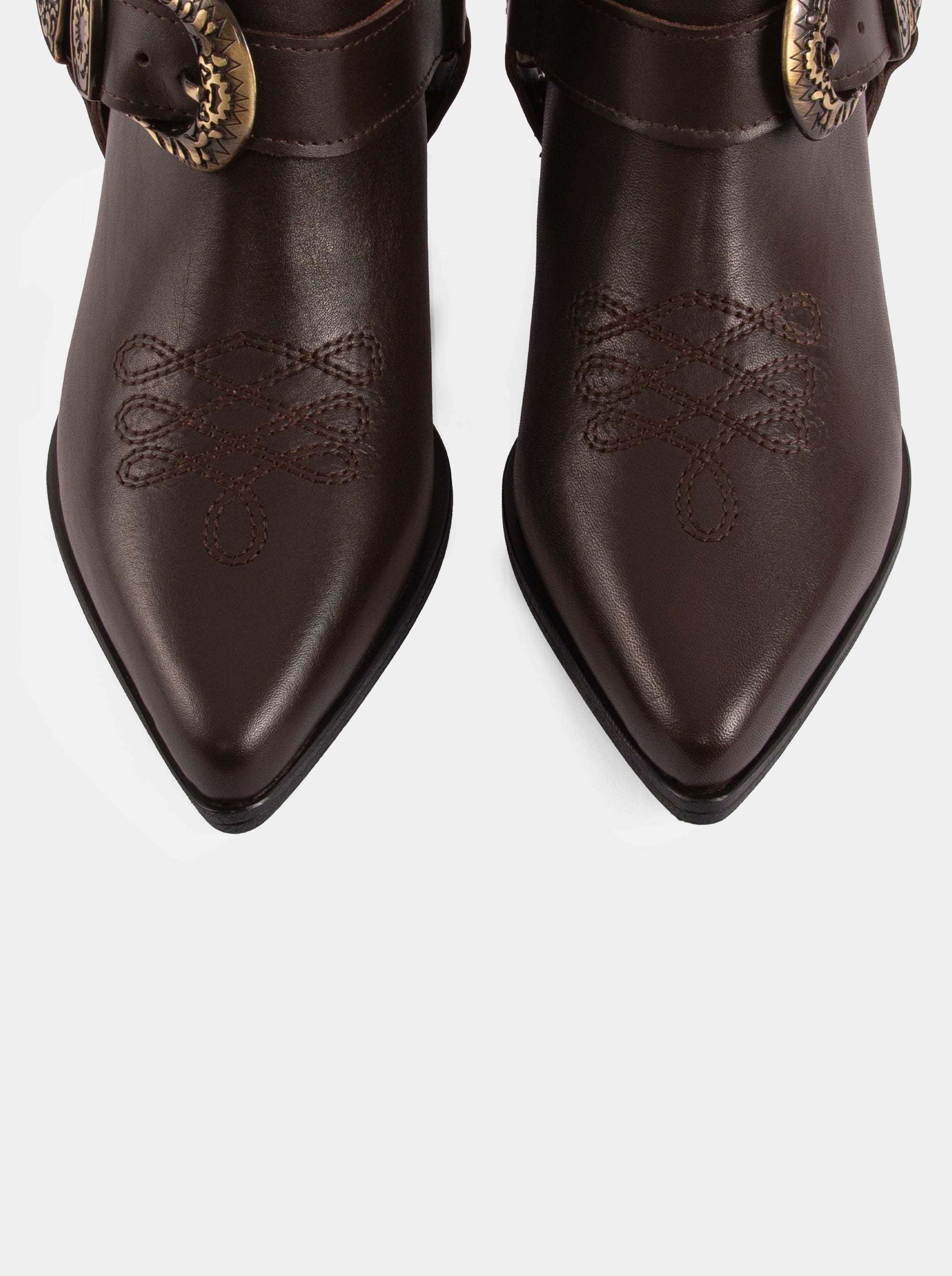 GUN BROWN LEATHER BOOTIES