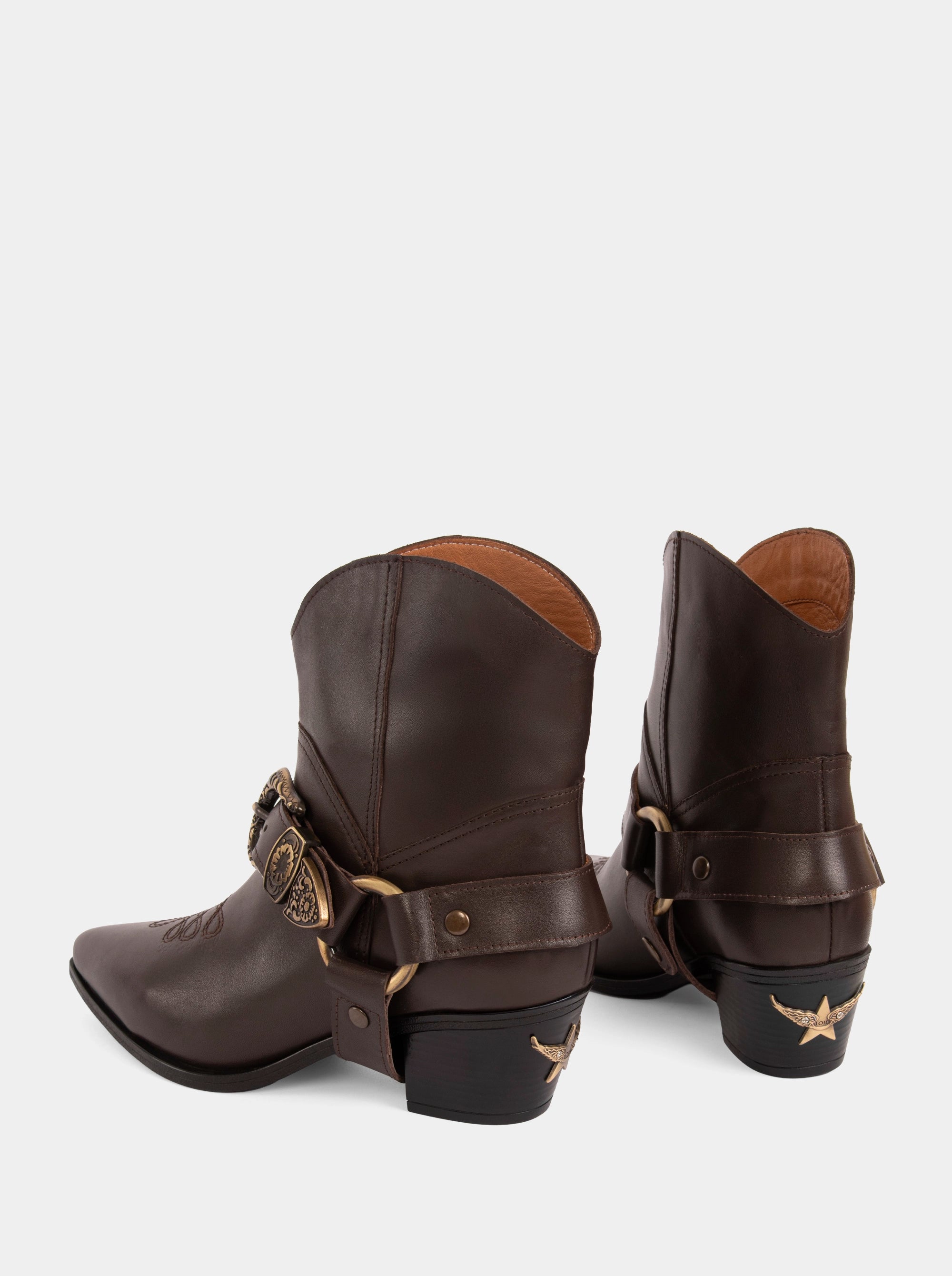 GUN BROWN LEATHER BOOTIES