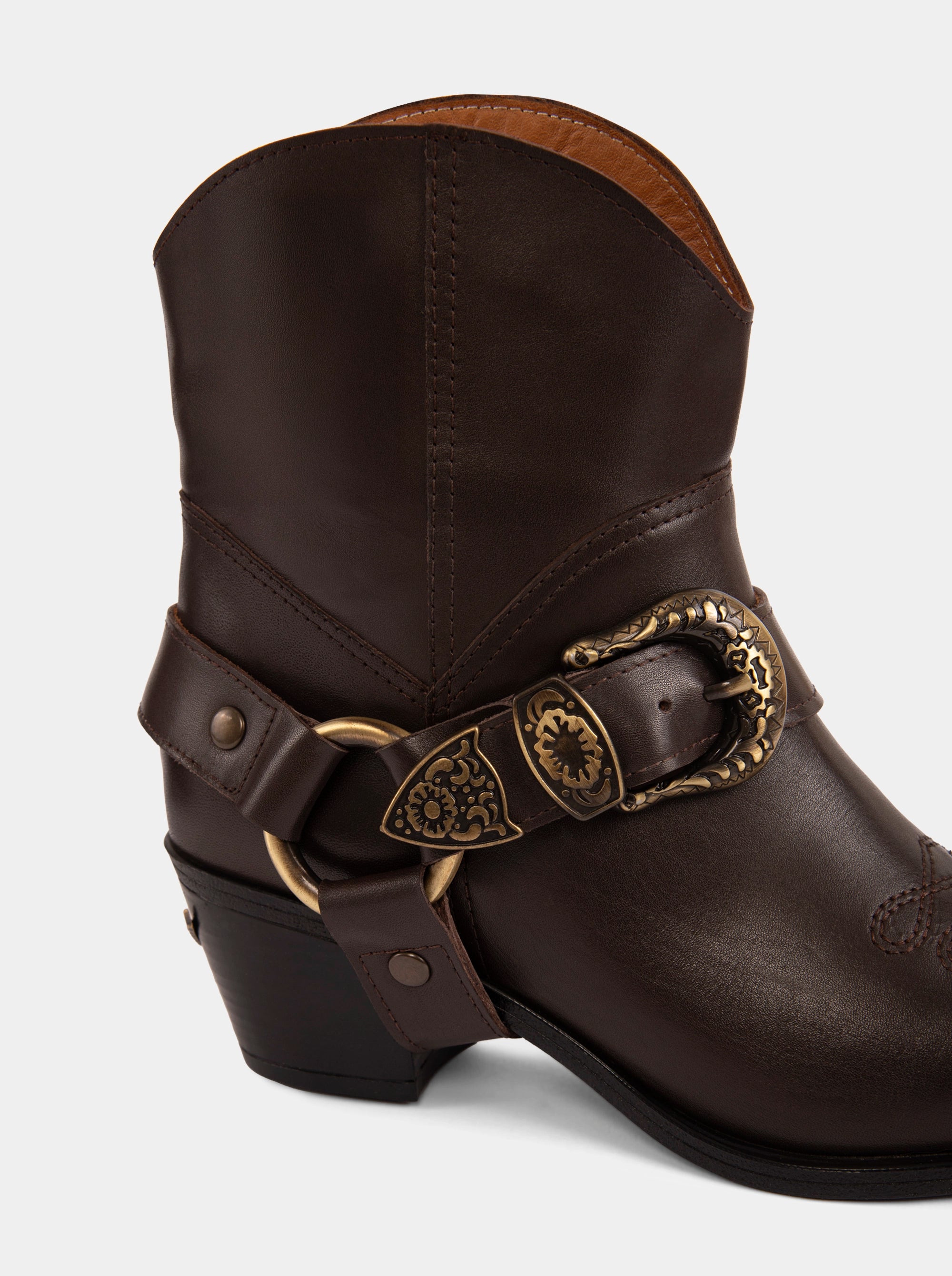 GUN BROWN LEATHER BOOTIES