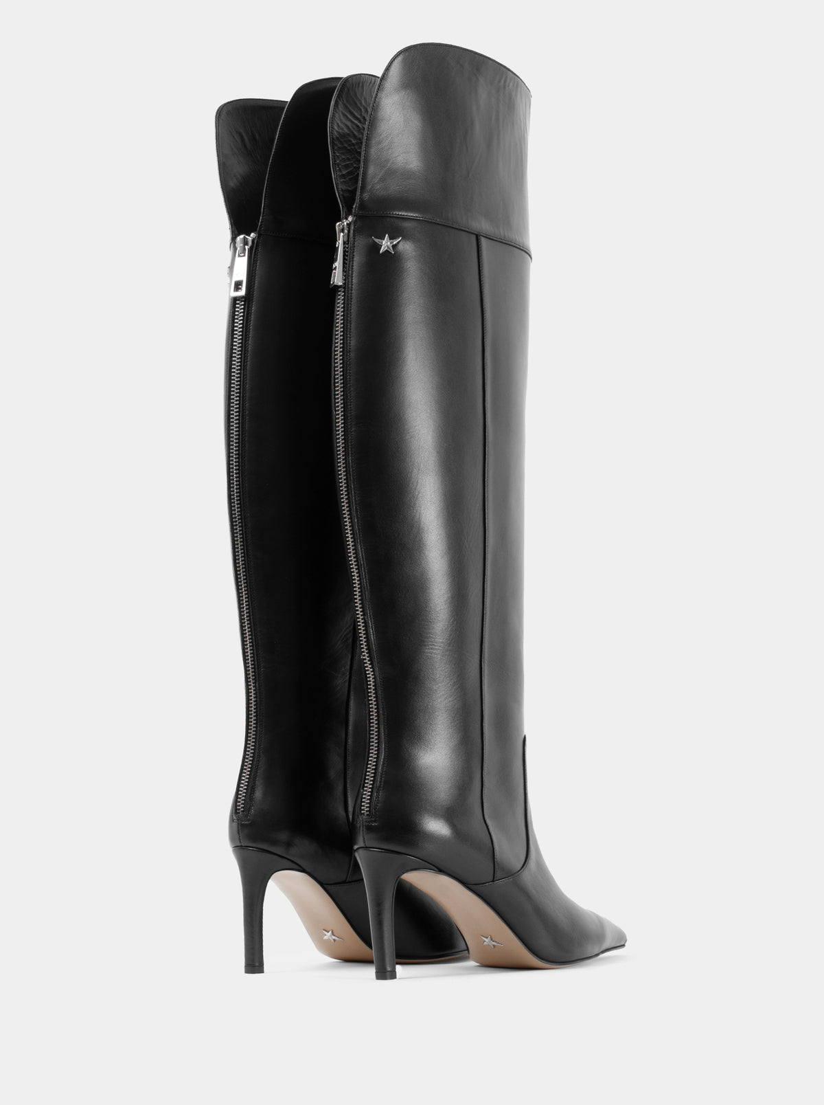 DELINA BLACK LEATHER BOOTS